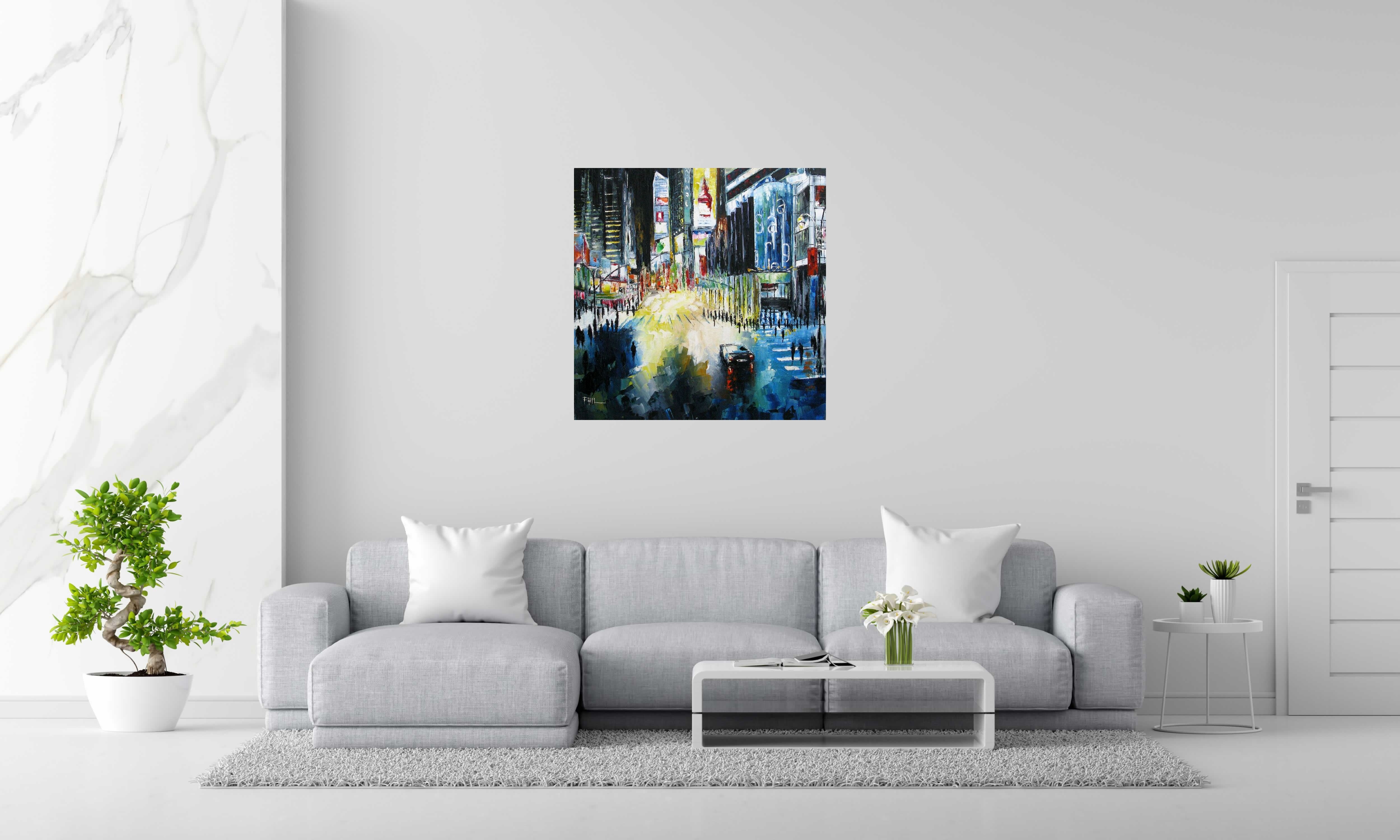 Peinture Sur la route de Time Square de PHIL dans un intérieur – 90 × 90 cm