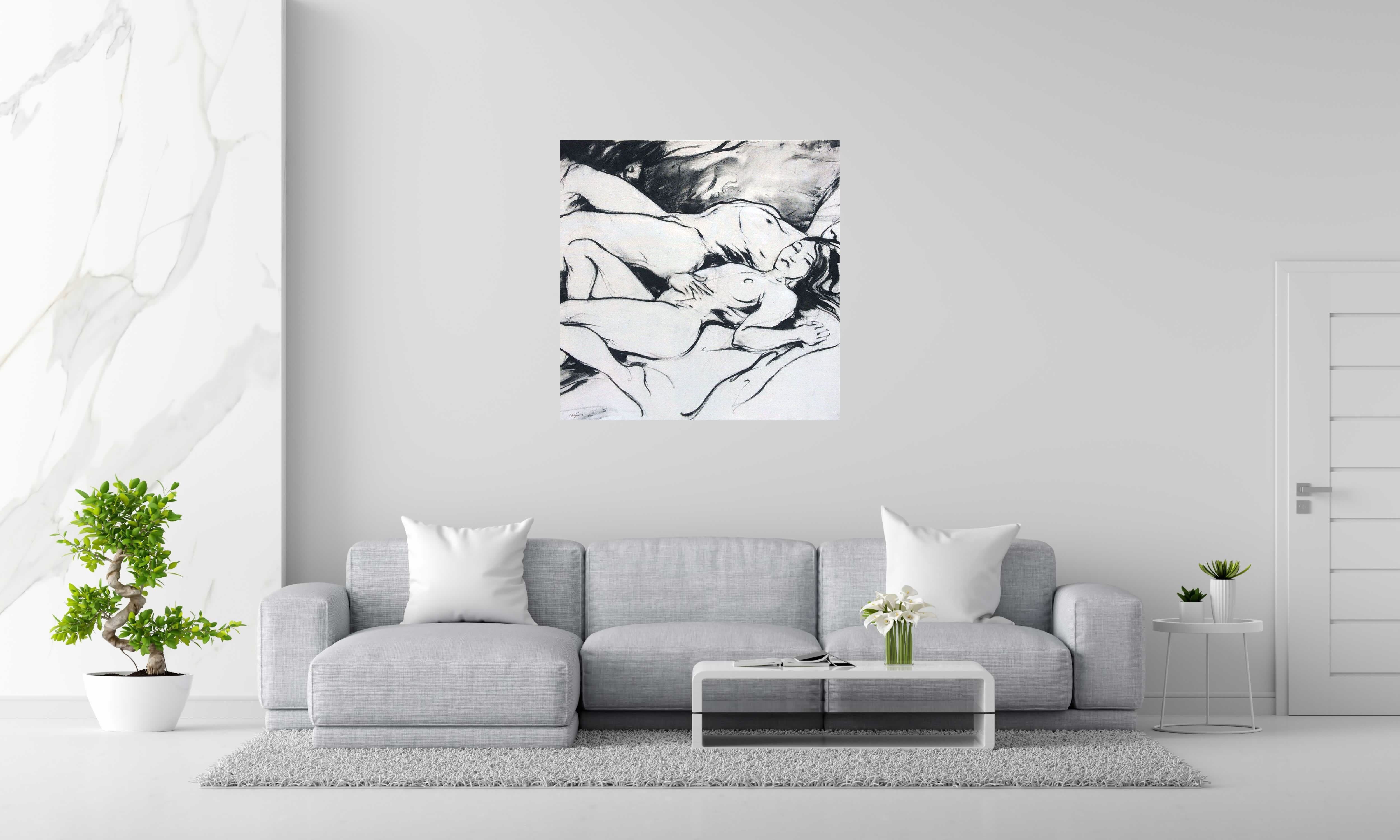 Peinture SANS TITRE de CYRIL REGUERRE dans un intérieur – 100 × 100 cm