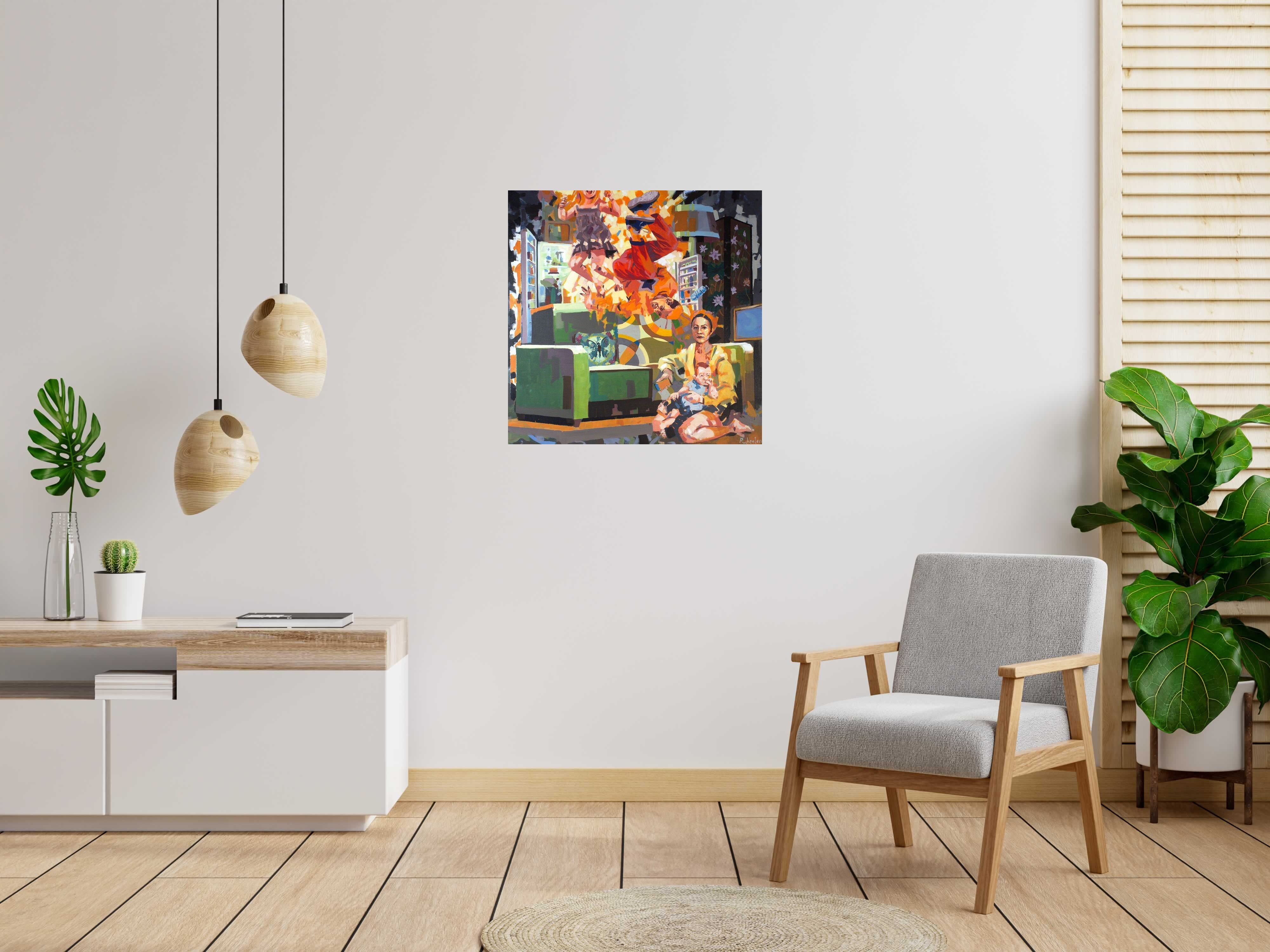 Peinture Atomic fridge de HEATON RUDYARD dans un intérieur – 80 × 80 cm