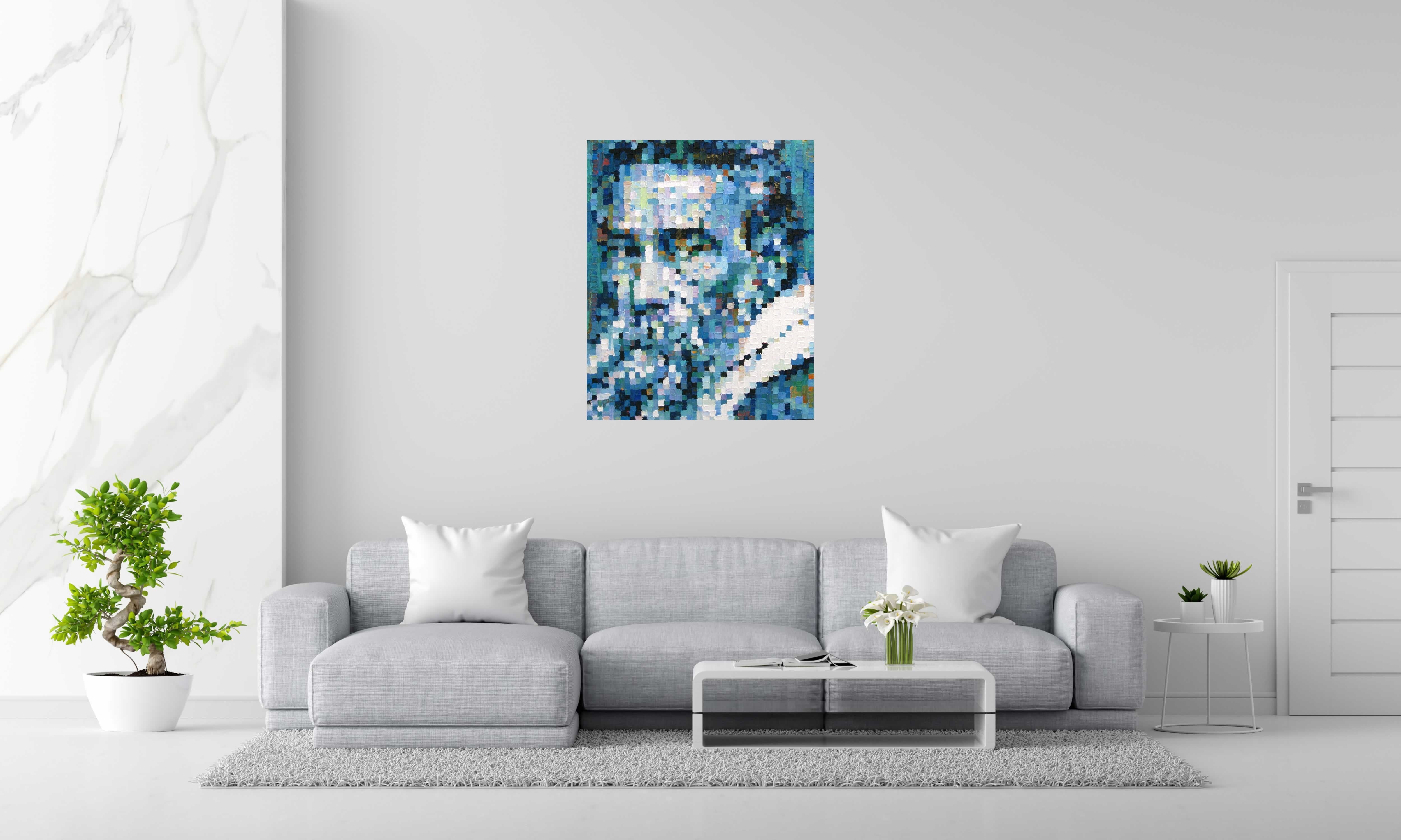 Peinture L'INTOUCHABLE de NICOLAS JESBAC dans un intérieur – 81 × 100 cm