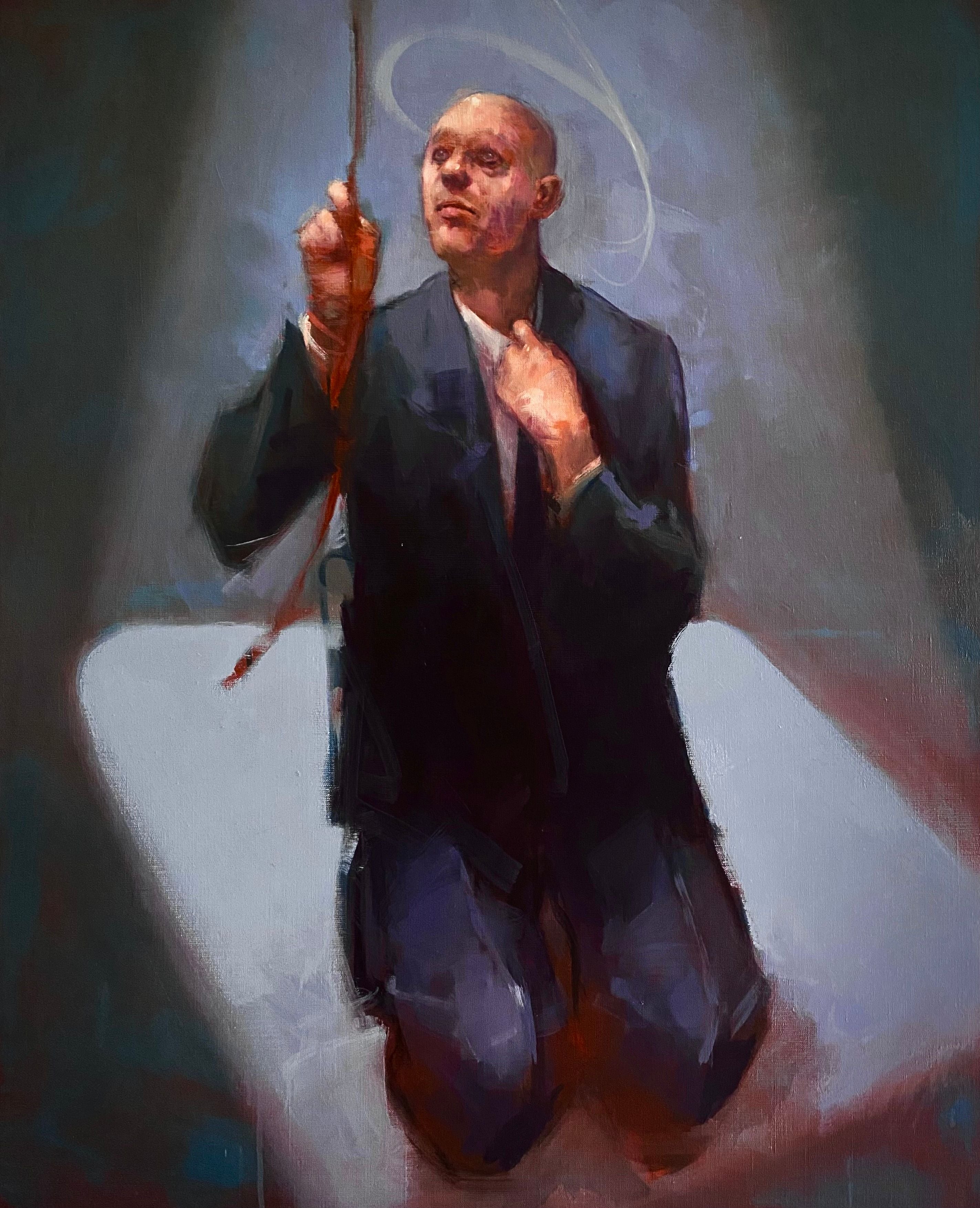 Peinture figurative grande taille Let there be light ! – OLIVIER MASSEBEUF – 81 × 100 cm