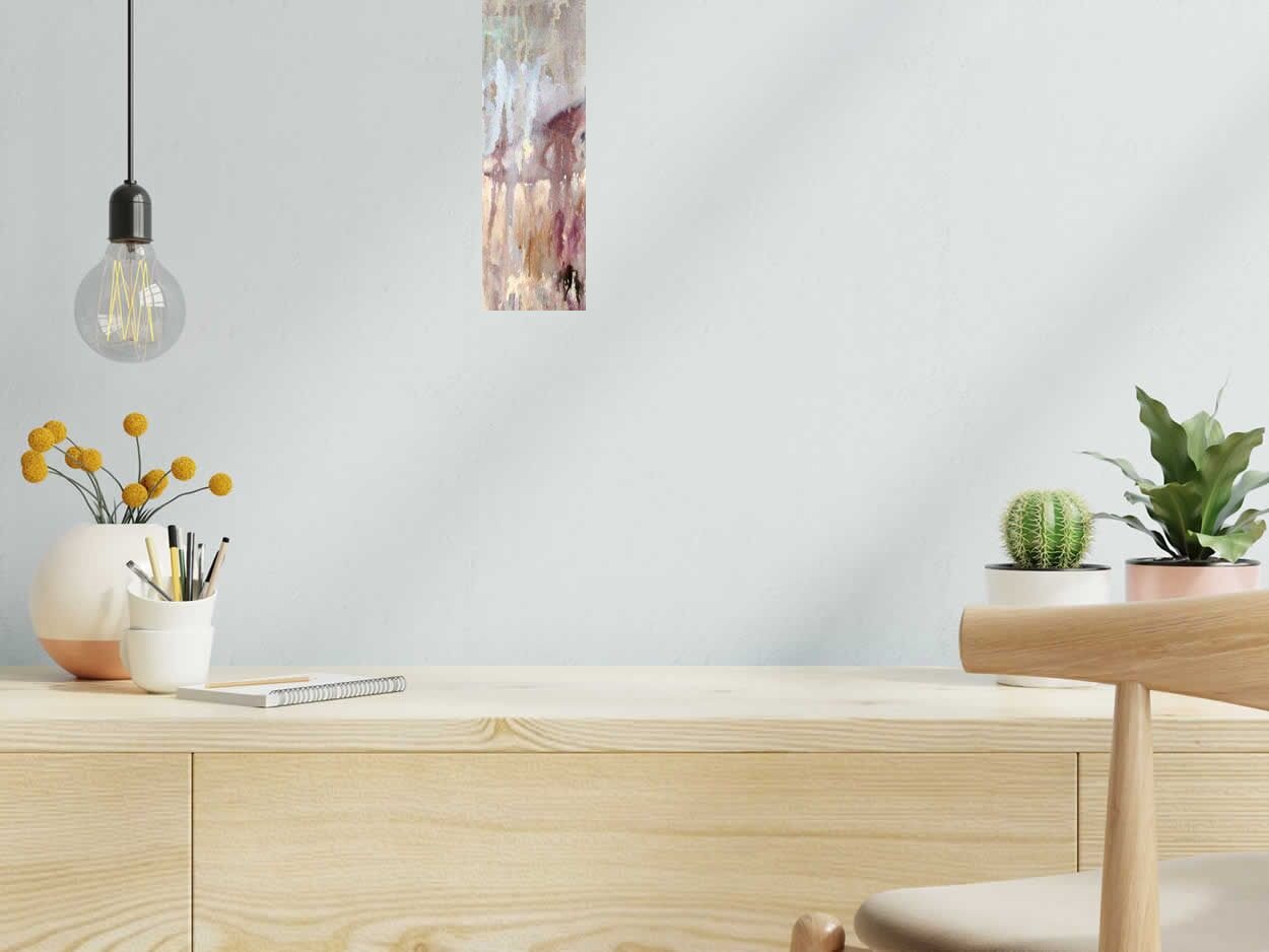 Peinture ETONNEMENT de DAMIEN LEGRAIN dans un intérieur – 90 × 30 cm