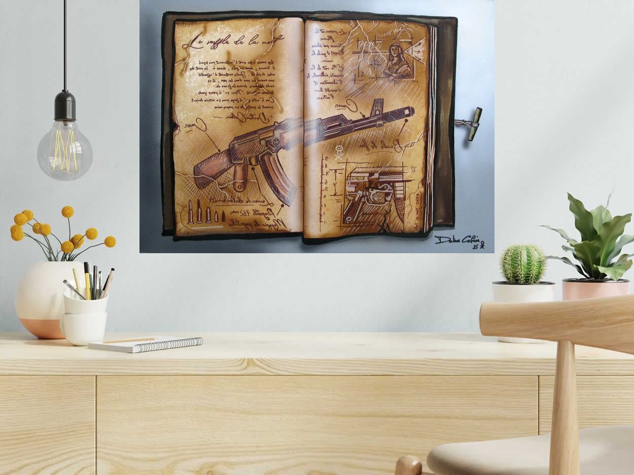 Peinture Le souffle de la mort de Docteur Cobain dans un intérieur – 70 × 50 cm