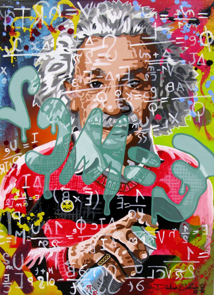 Peinture figurative moyen format Relativité Chromatique – Docteur Cobain – 65 × 92 cm