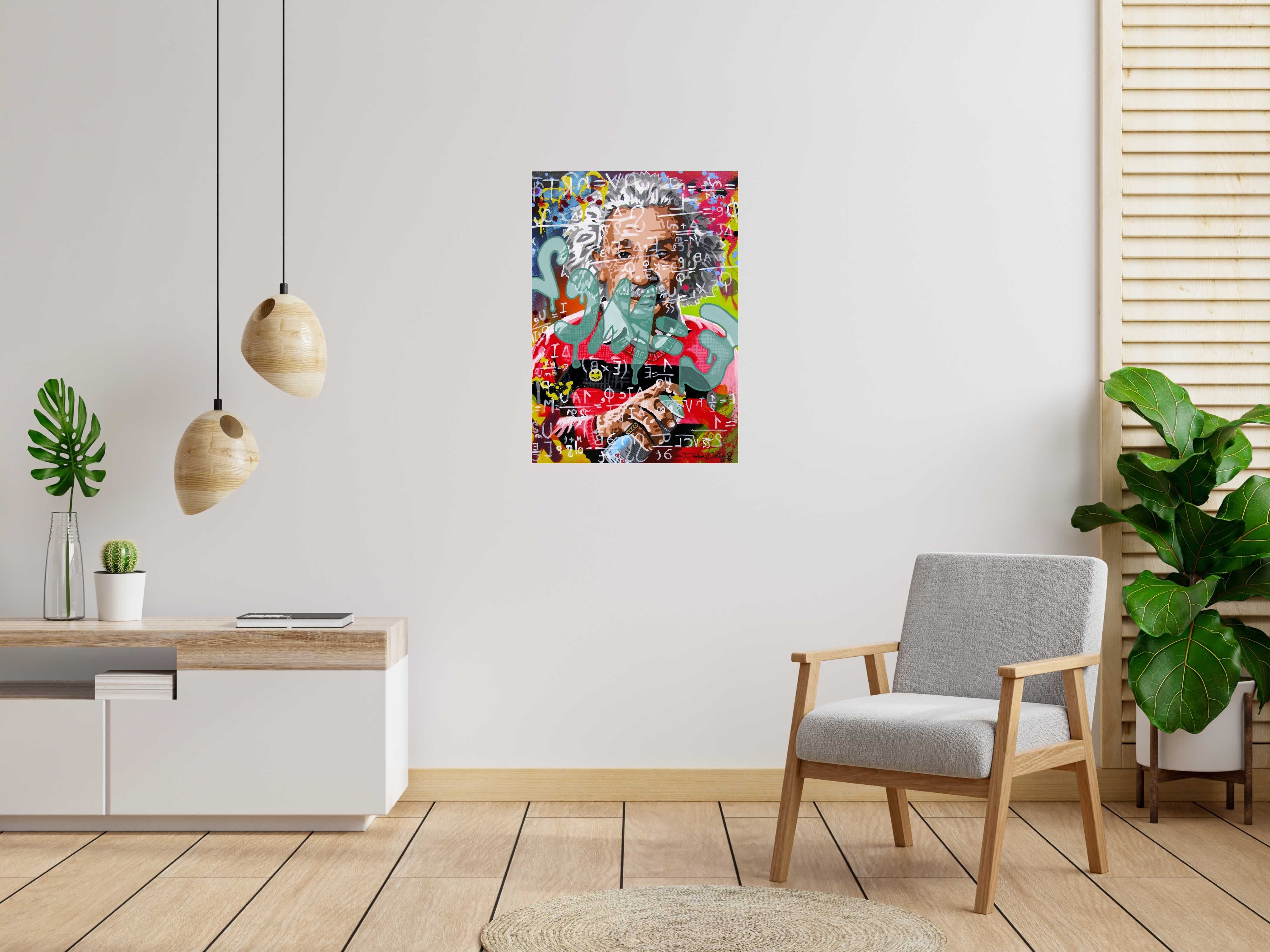 Peinture Relativité Chromatique de Docteur Cobain dans un intérieur – 65 × 92 cm