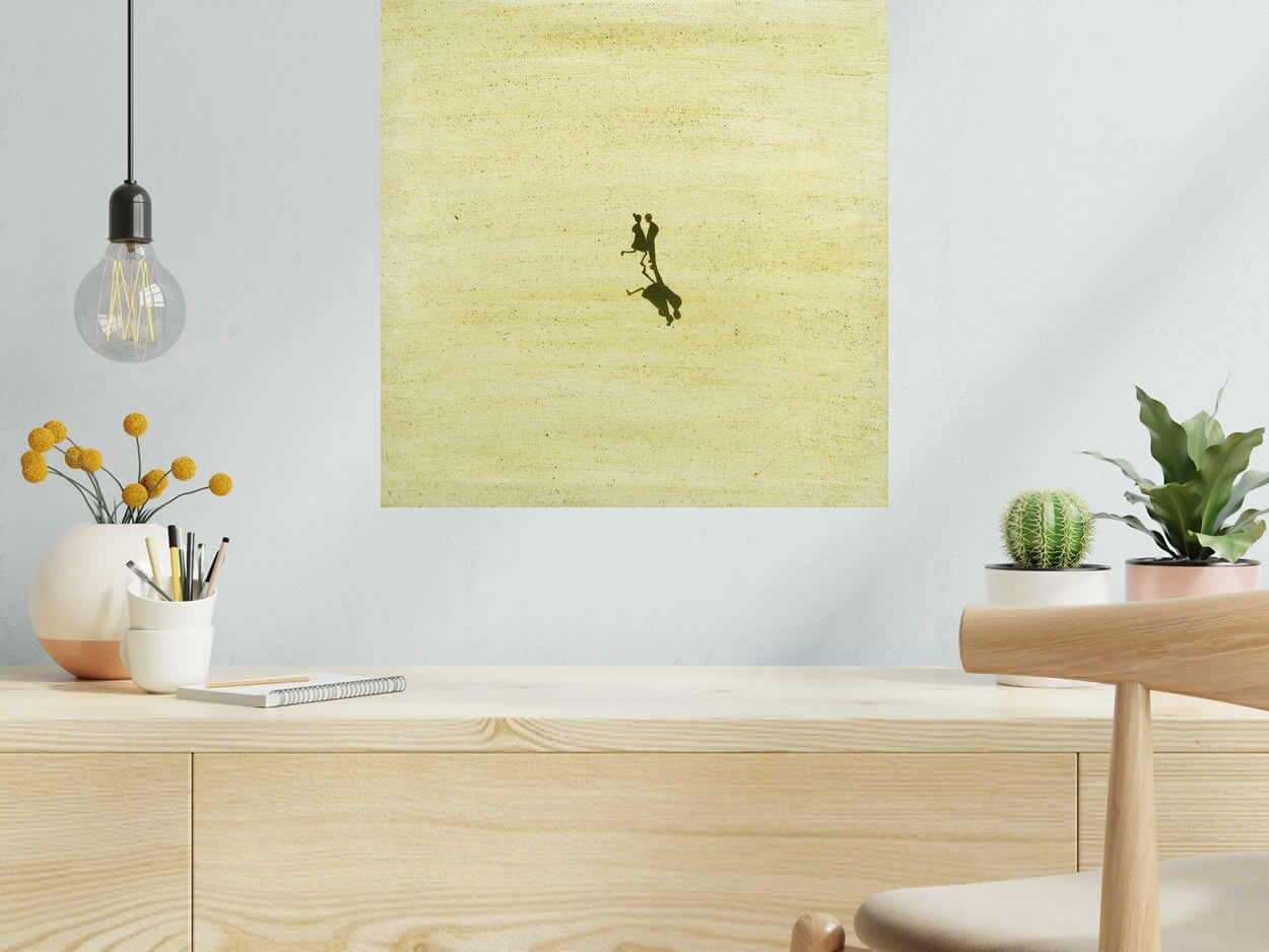Peinture Nous deux de MARCOS ZRIHEN NOWOTNY dans un intérieur – 50 × 50 cm