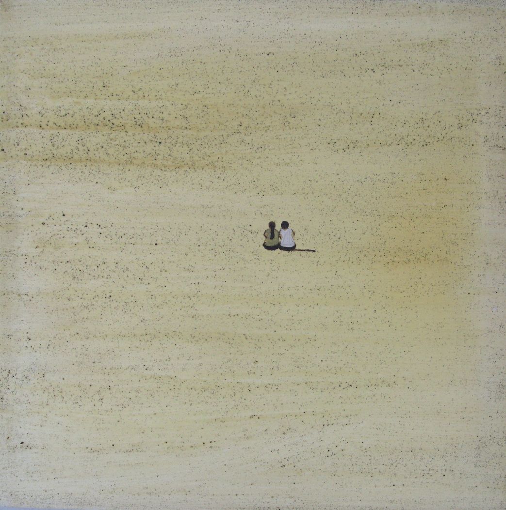 Peinture figurative moyen format Our horizon - Barcelona 2024 – MARCOS ZRIHEN NOWOTNY – 50 × 50 cm