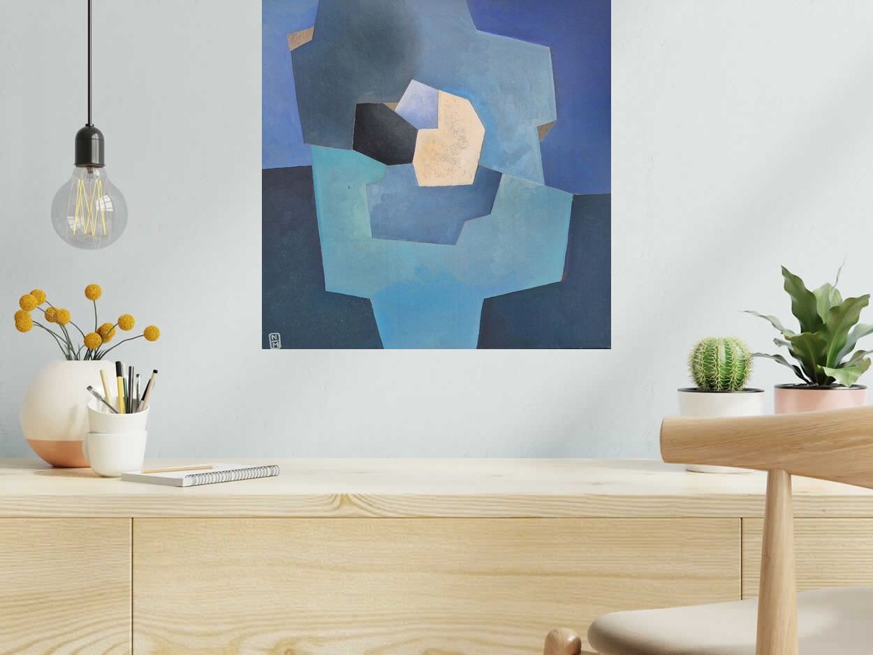 Peinture Domino de N MAFFRE dans un intérieur – 50 × 50 cm