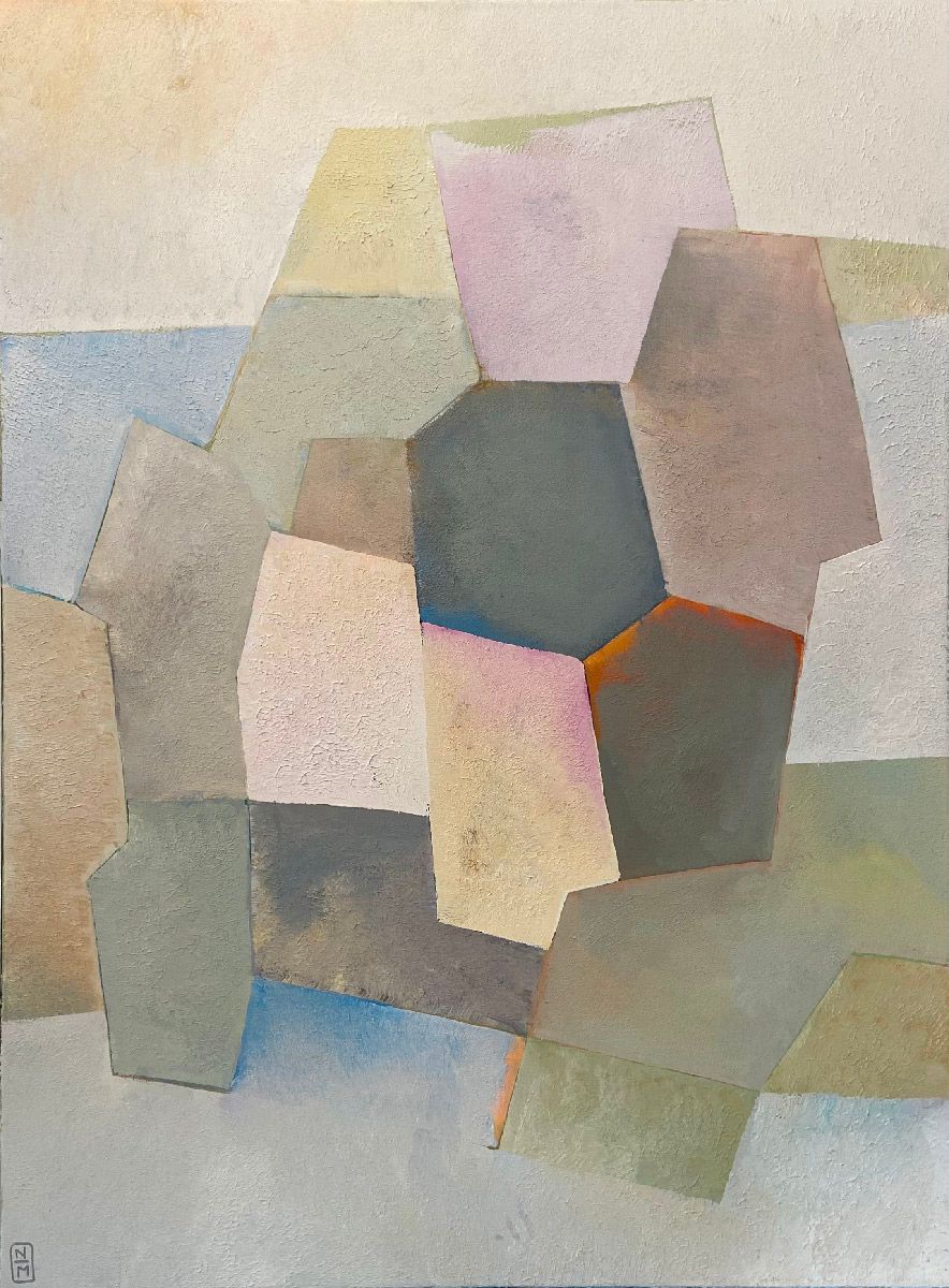 Peinture figurative moyen format Un jour au parc – N MAFFRE – 60 × 81 cm