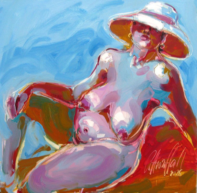 Peinture figurative moyen format Ofeliya – OLENA SINIUHINA – 60 × 60 cm