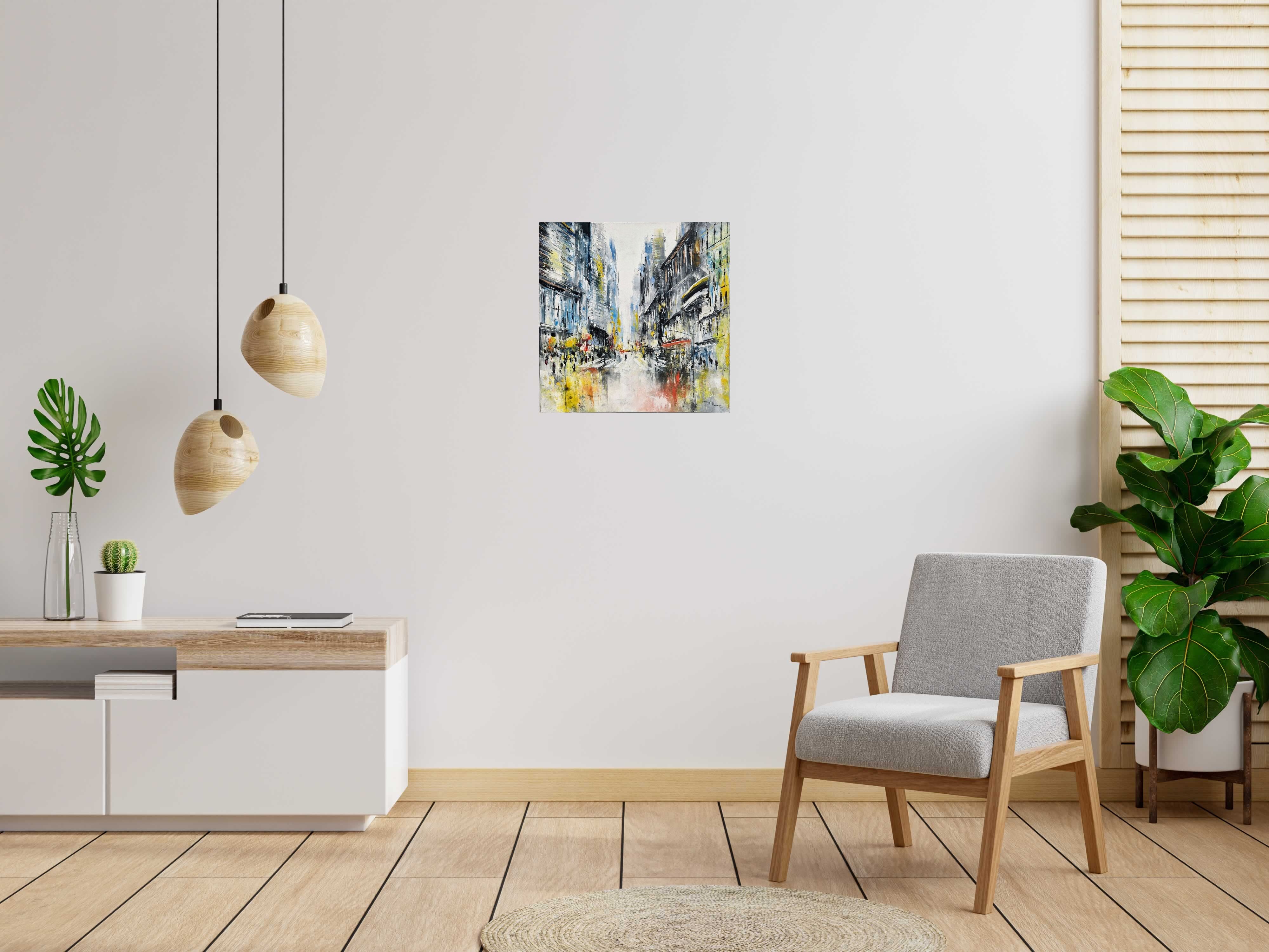 Peinture Avenue NY de PHIL dans un intérieur – 60 × 60 cm