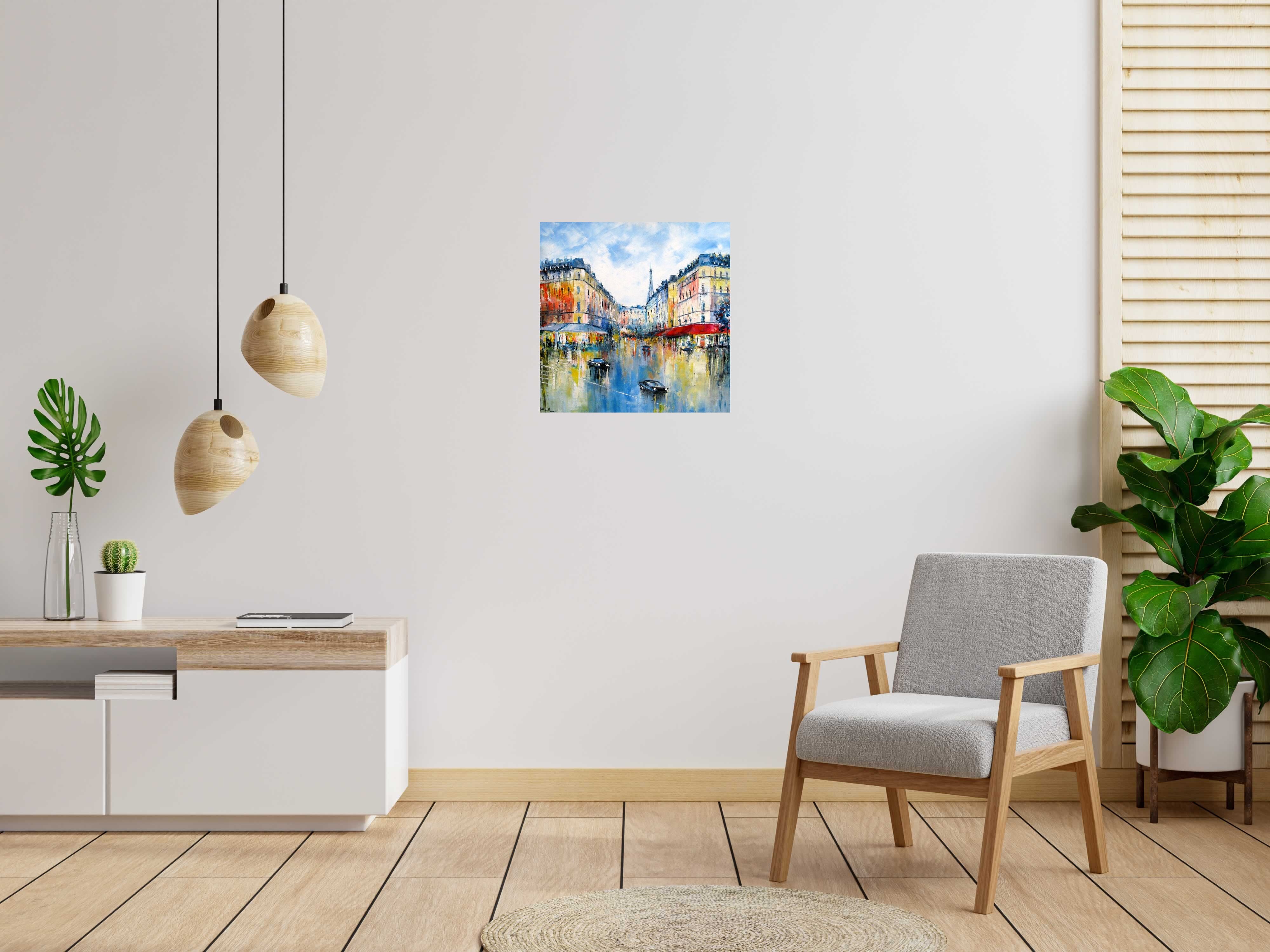 Peinture Les grands boulevards de PHIL dans un intérieur – 60 × 60 cm