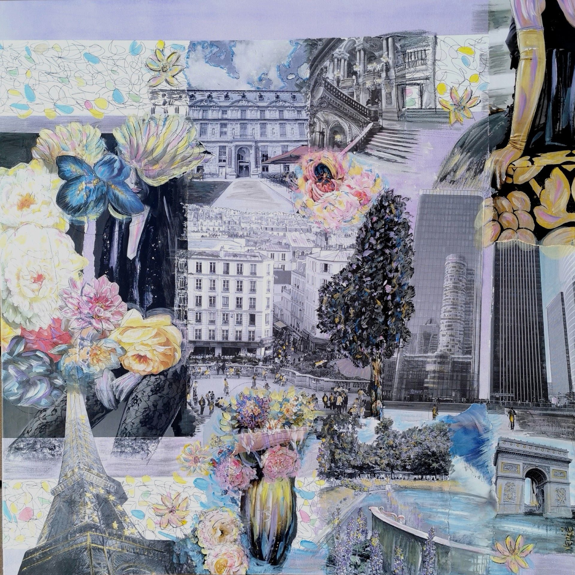 Peinture figurative moyen format FASHION WEEK – VEROE – 60 × 60 cm