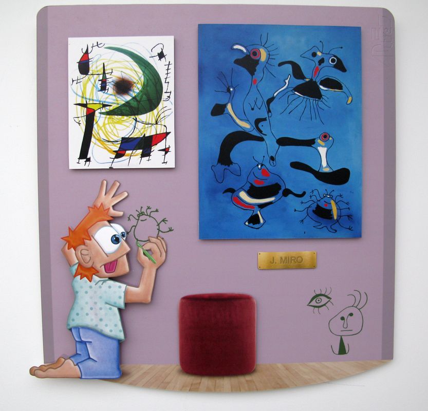 Peinture figurative moyen format violet Pitre Vs Miro – L'ARTISTE PITRE – 67 × 70 cm