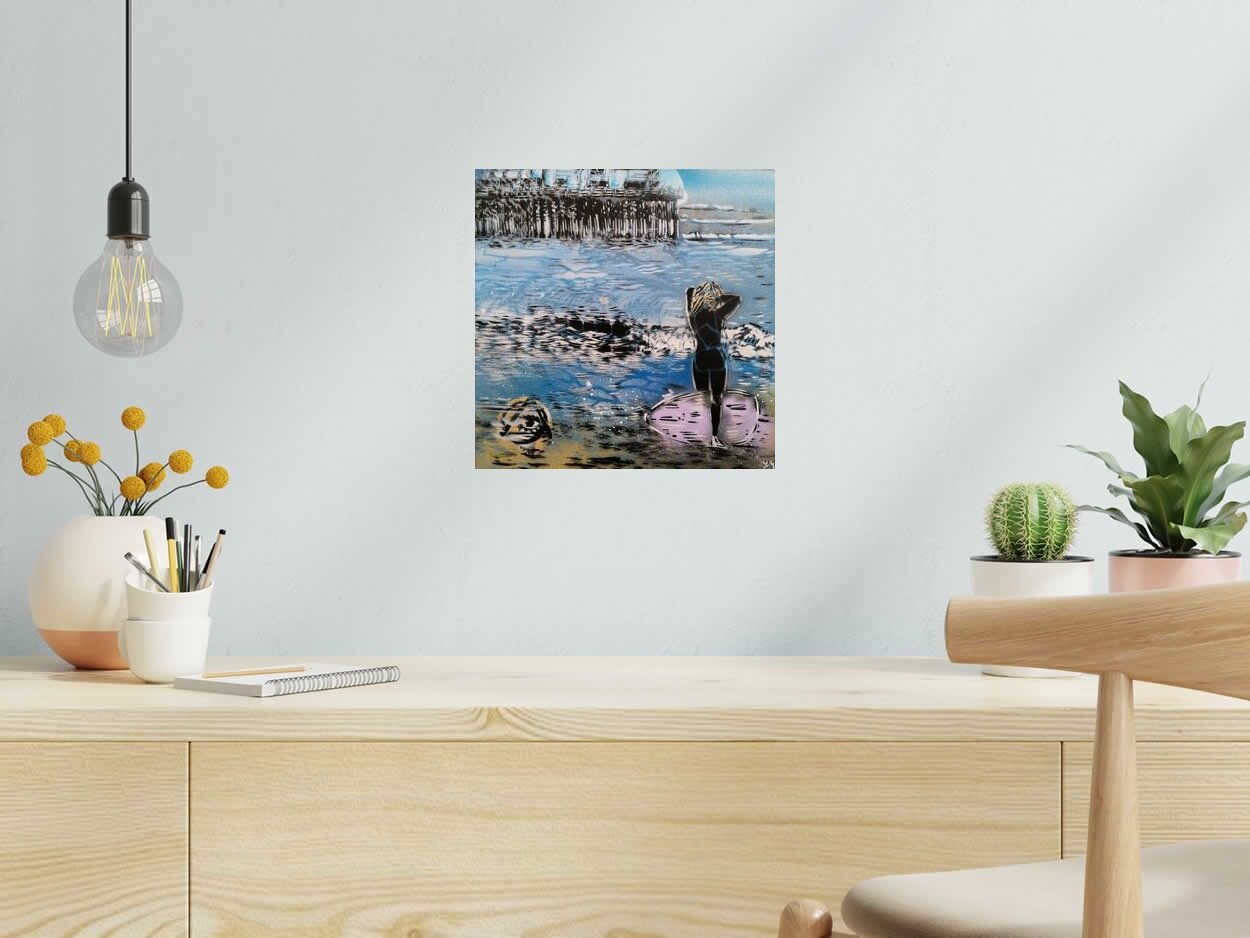 Peinture MALIBU de ARTISTE OUVRIER dans un intérieur – 30 × 30 cm