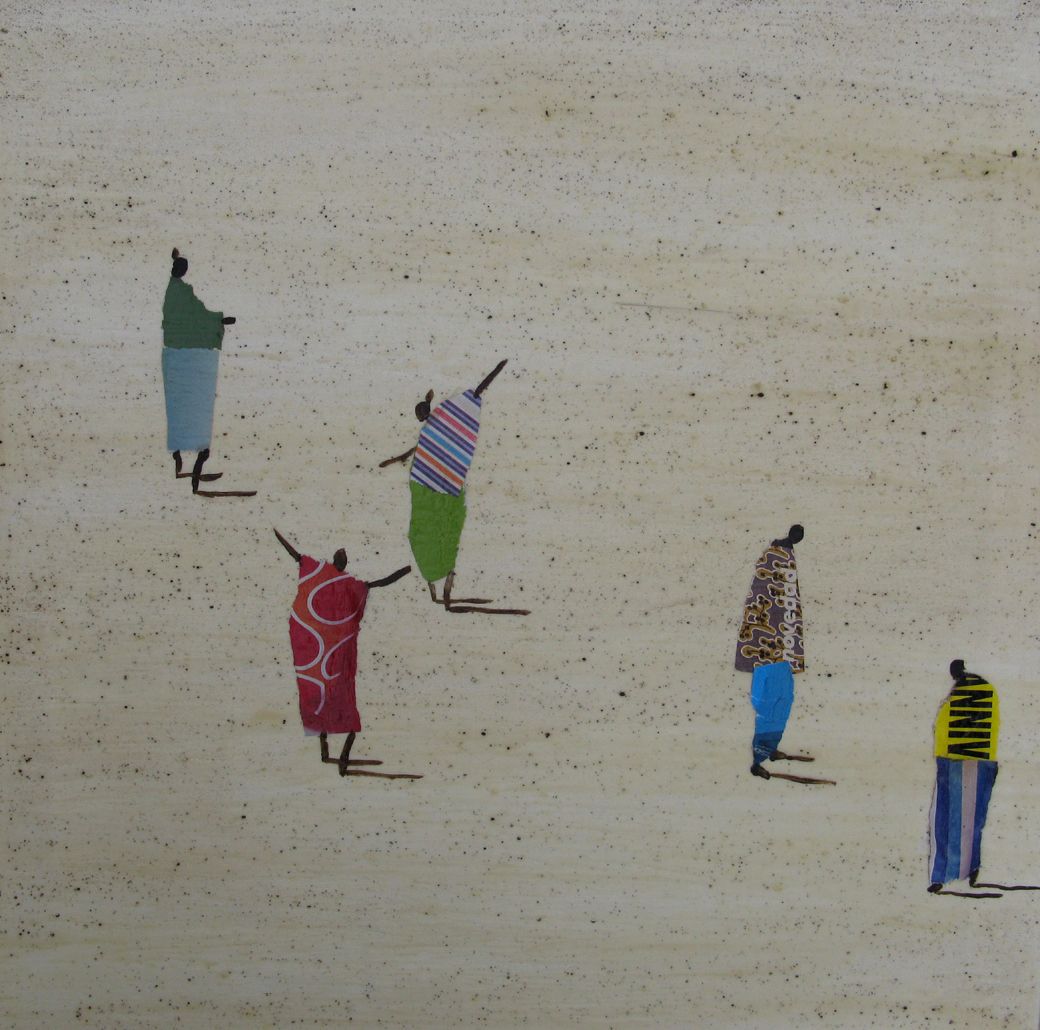 Peinture figurative petit format beige Sénégal 3 - Barcelona 2025 – MARCOS ZRIHEN NOWOTNY – 40 × 40 cm