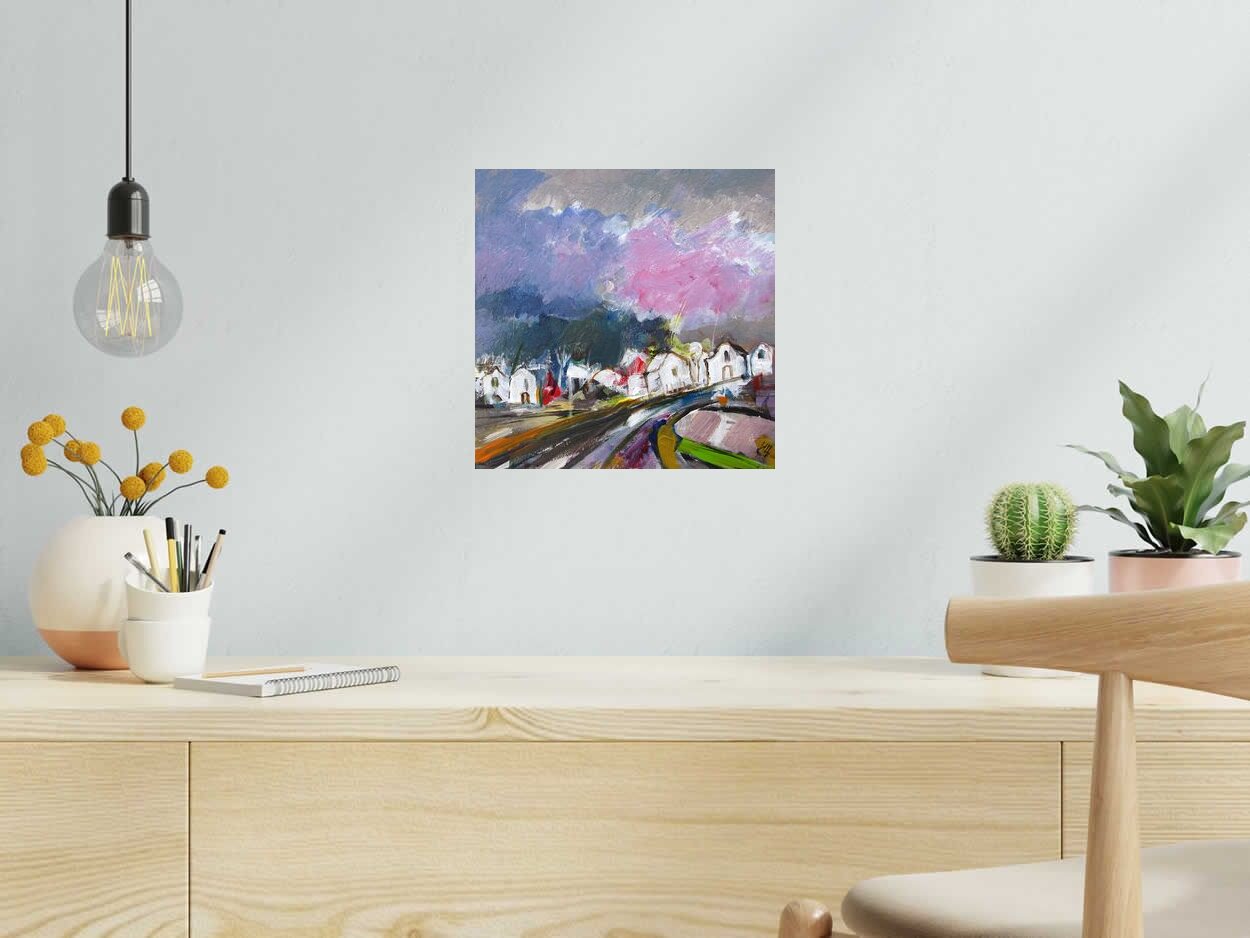 Peinture Horizon B3 de IVAN TZONEV dans un intérieur – 30 × 30 cm