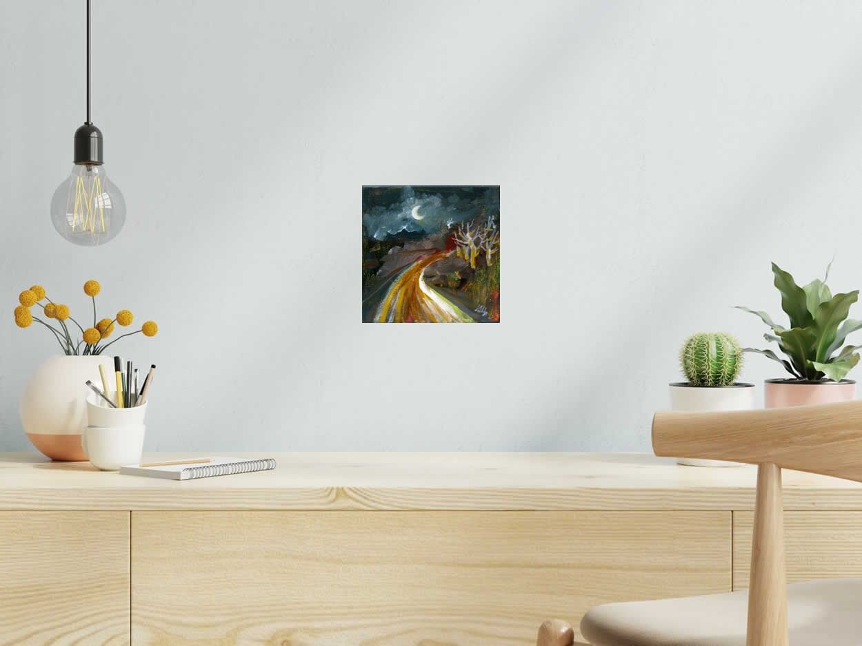 Peinture La route-4 de IVAN TZONEV dans un intérieur – 20 × 20 cm