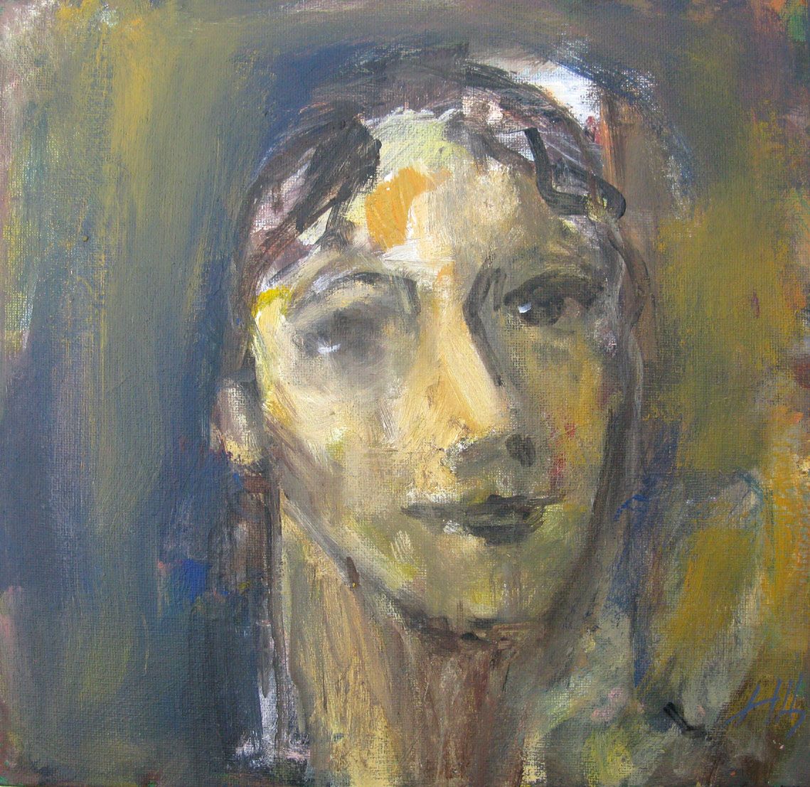 Peinture figurative petit format Portrait-5 – IVAN TZONEV – 30 × 30 cm