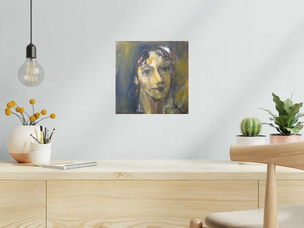 Peinture Portrait-5 de IVAN TZONEV dans un intérieur – 30 × 30 cm