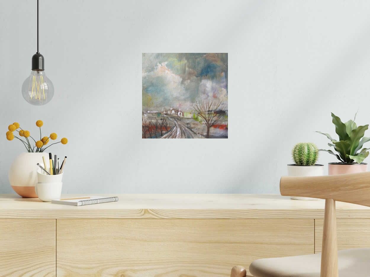 Peinture Silence 2 de IVAN TZONEV dans un intérieur – 29 × 29 cm