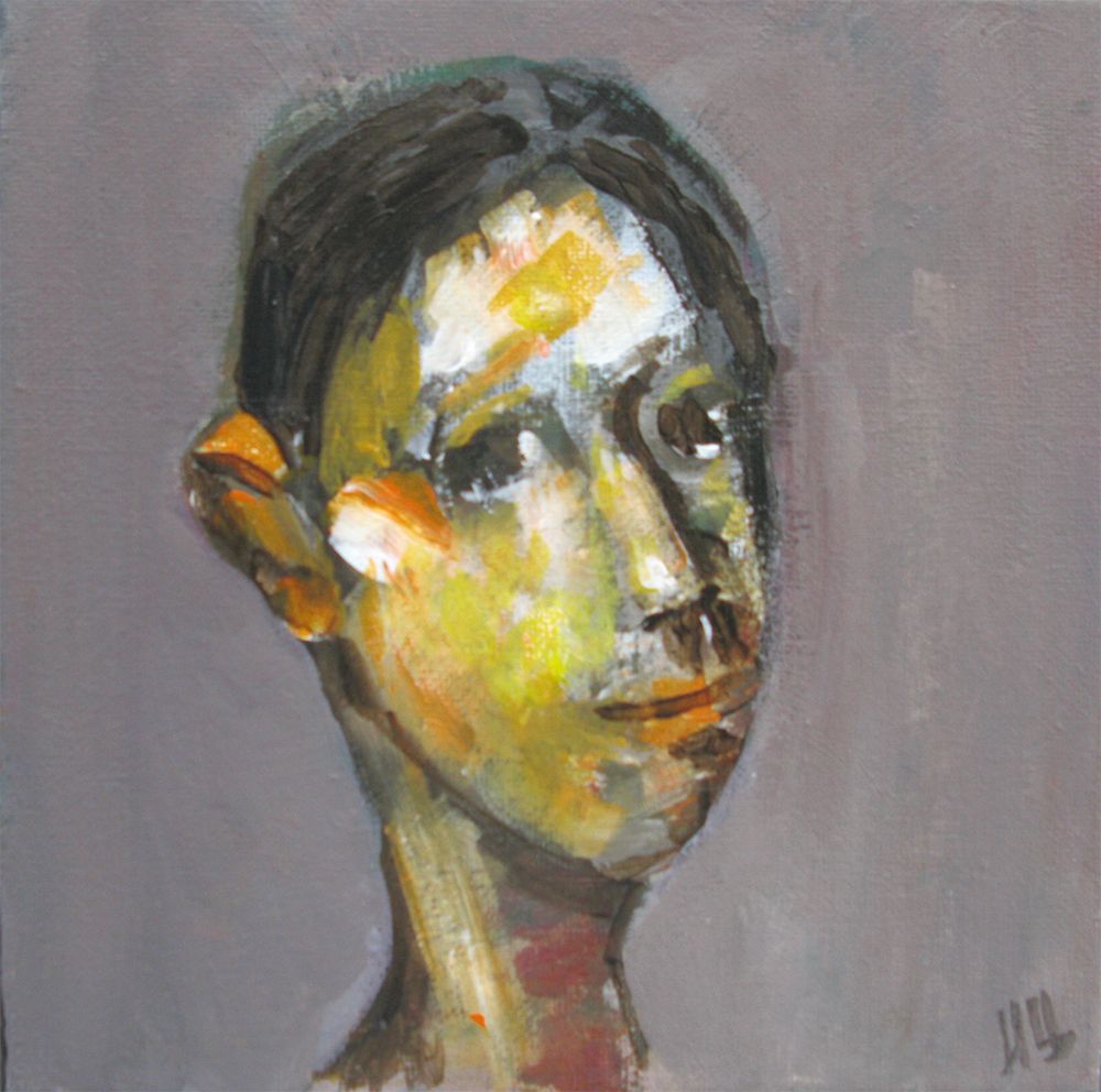 Peinture figurative petit format Tête 1 – IVAN TZONEV – 20 × 20 cm