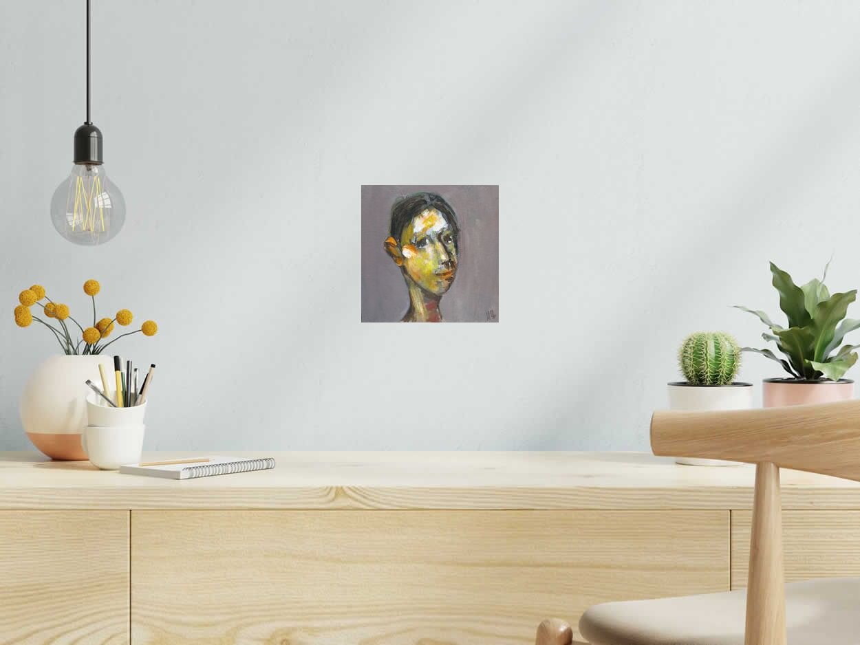 Peinture Tête 1 de IVAN TZONEV dans un intérieur – 20 × 20 cm