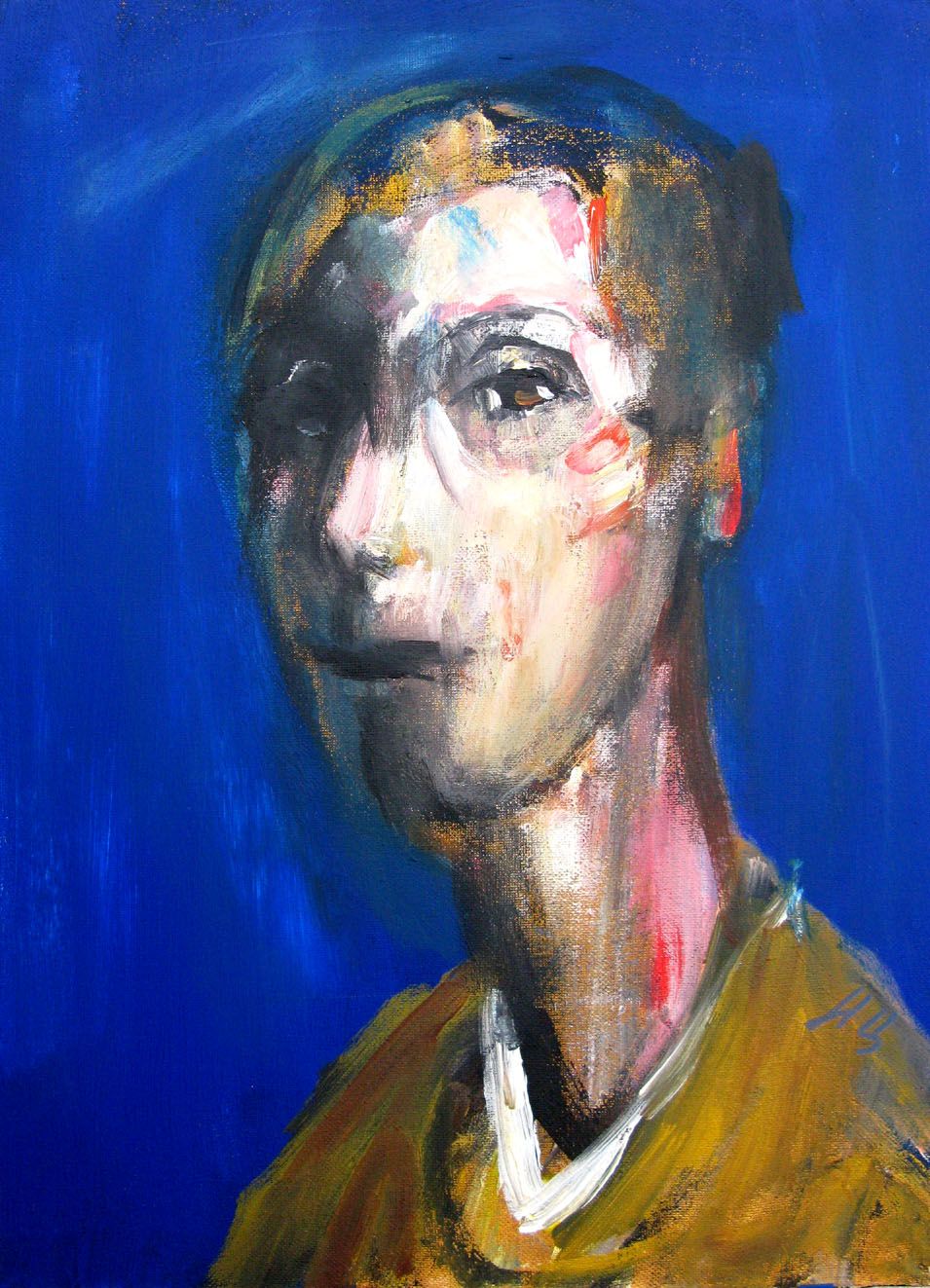 Peinture figurative petit format Tête-S – IVAN TZONEV – 33 × 56 cm