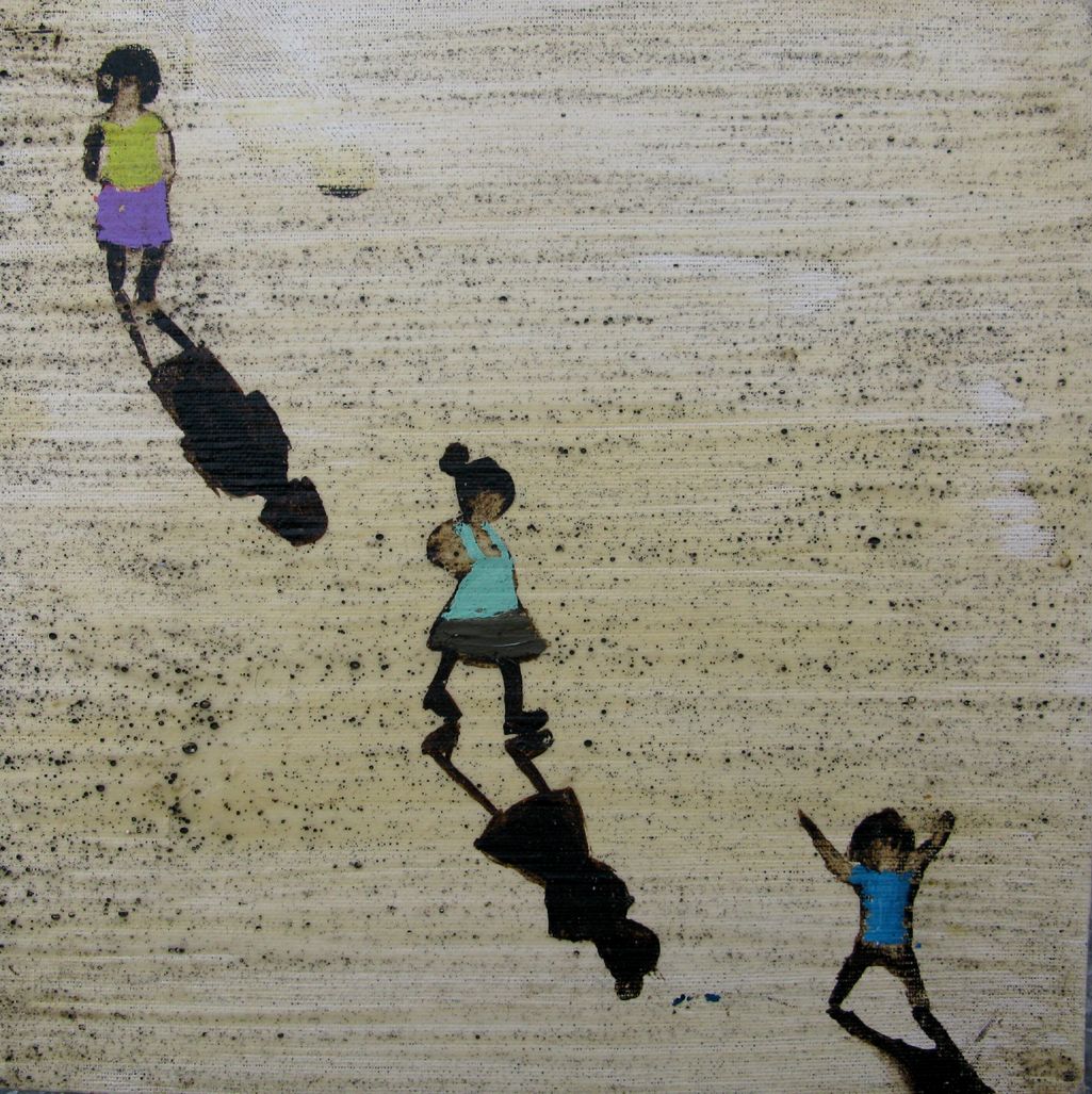 Peinture figurative petit format 3 Children 1 - Barcelona 2025 – MARCOS ZRIHEN NOWOTNY – 20 × 20 cm