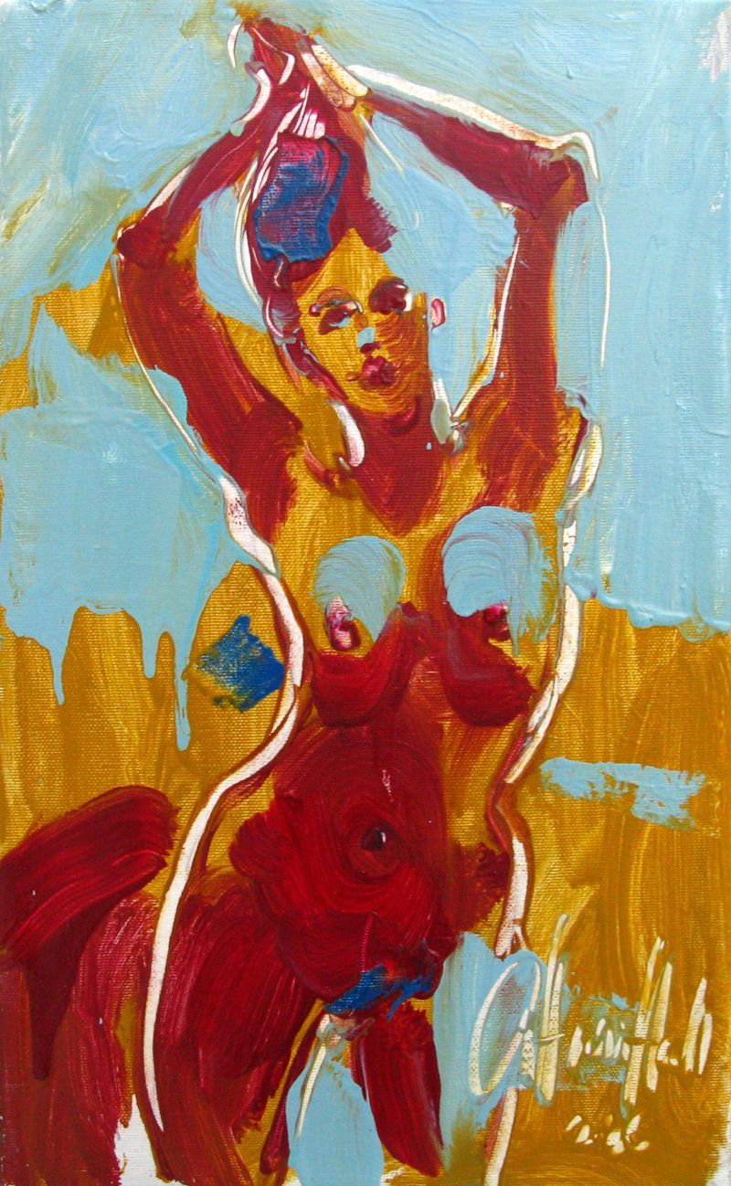 Peinture figurative petit format Irinka – OLENA SINIUHINA – 24 × 41 cm