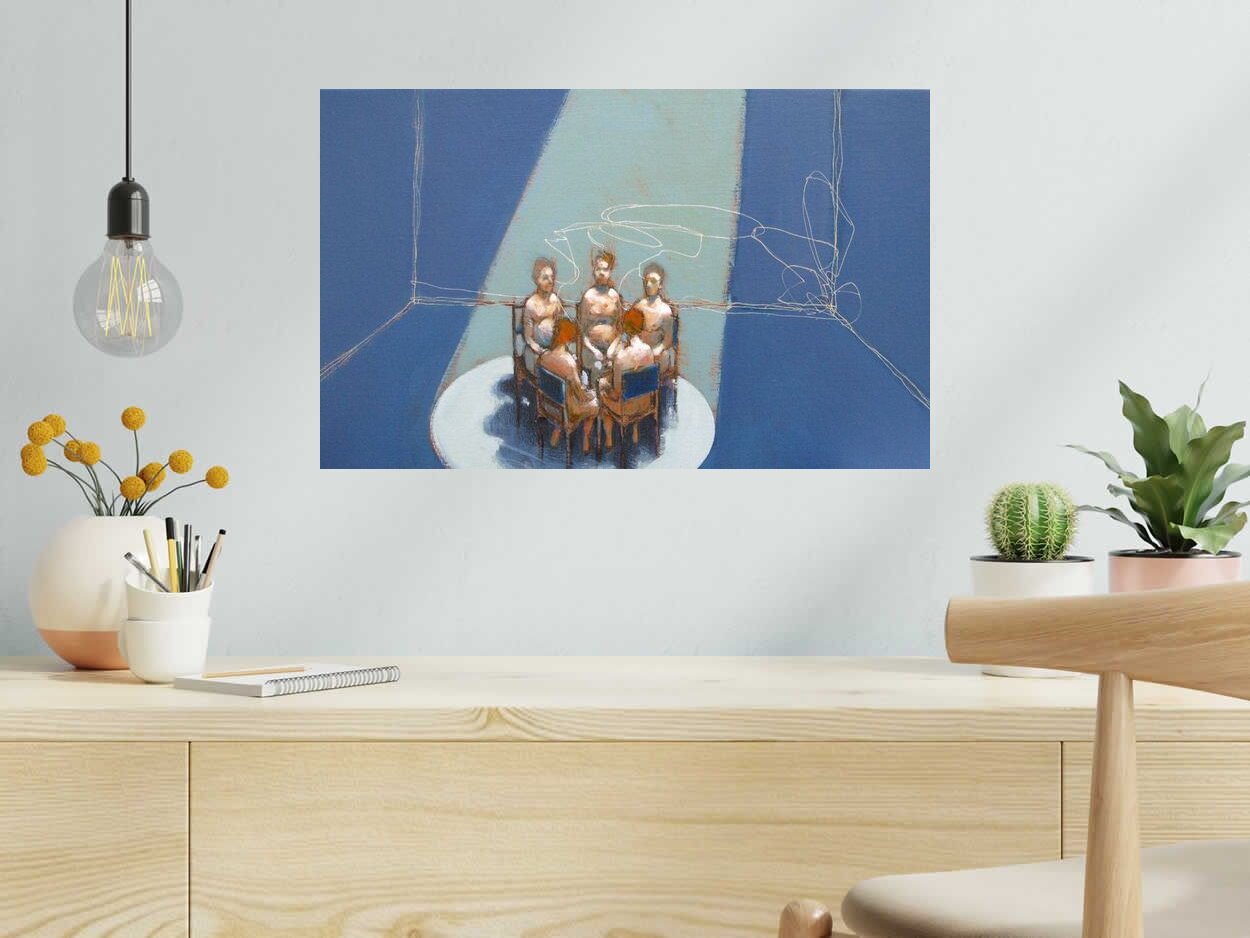 Peinture Gardian knot de OLIVIER MASSEBEUF dans un intérieur – 61 × 38 cm