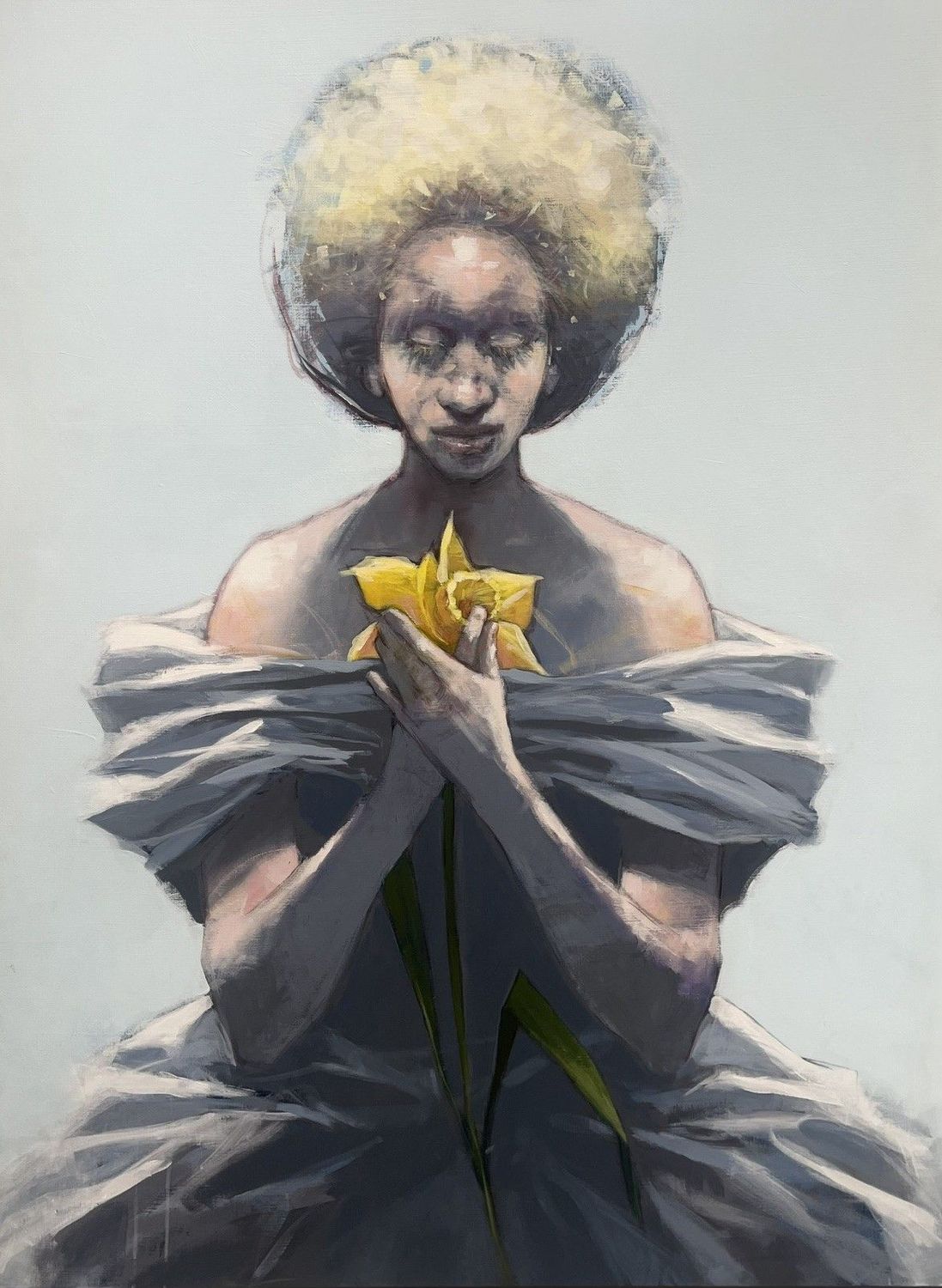 Peinture figurative très grand format Daffodil – OLIVIER MASSEBEUF – 97 × 130 cm