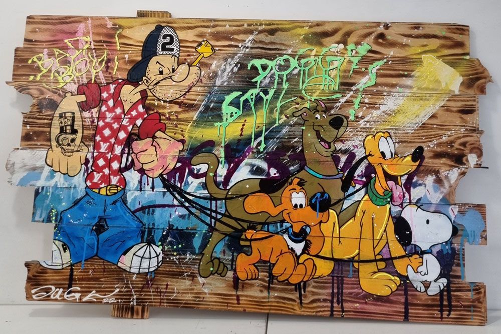 Peinture format xxl DOGGY STYLE – JUG – 82 × 142 cm