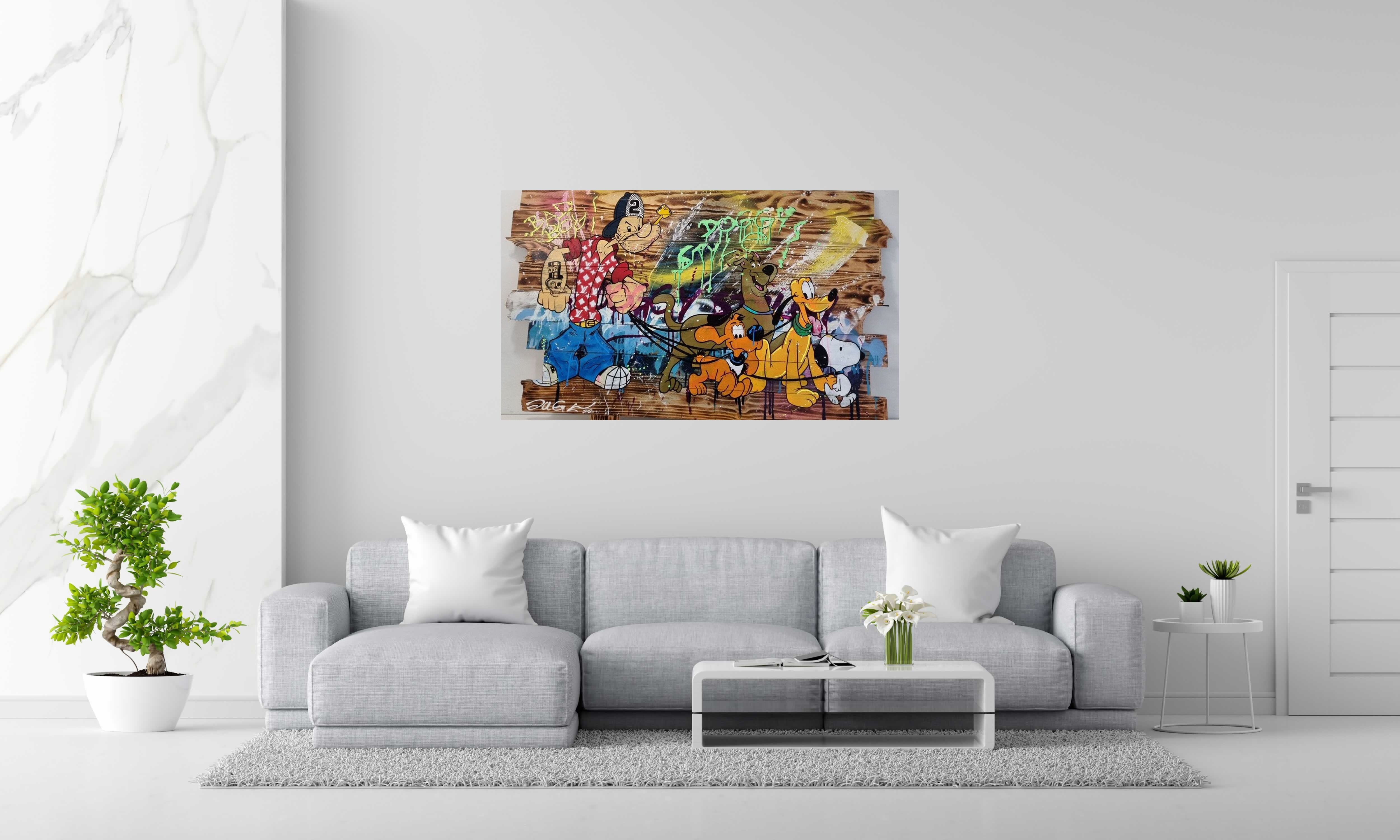 Peinture DOGGY STYLE de JUG dans un intérieur – 82 × 142 cm
