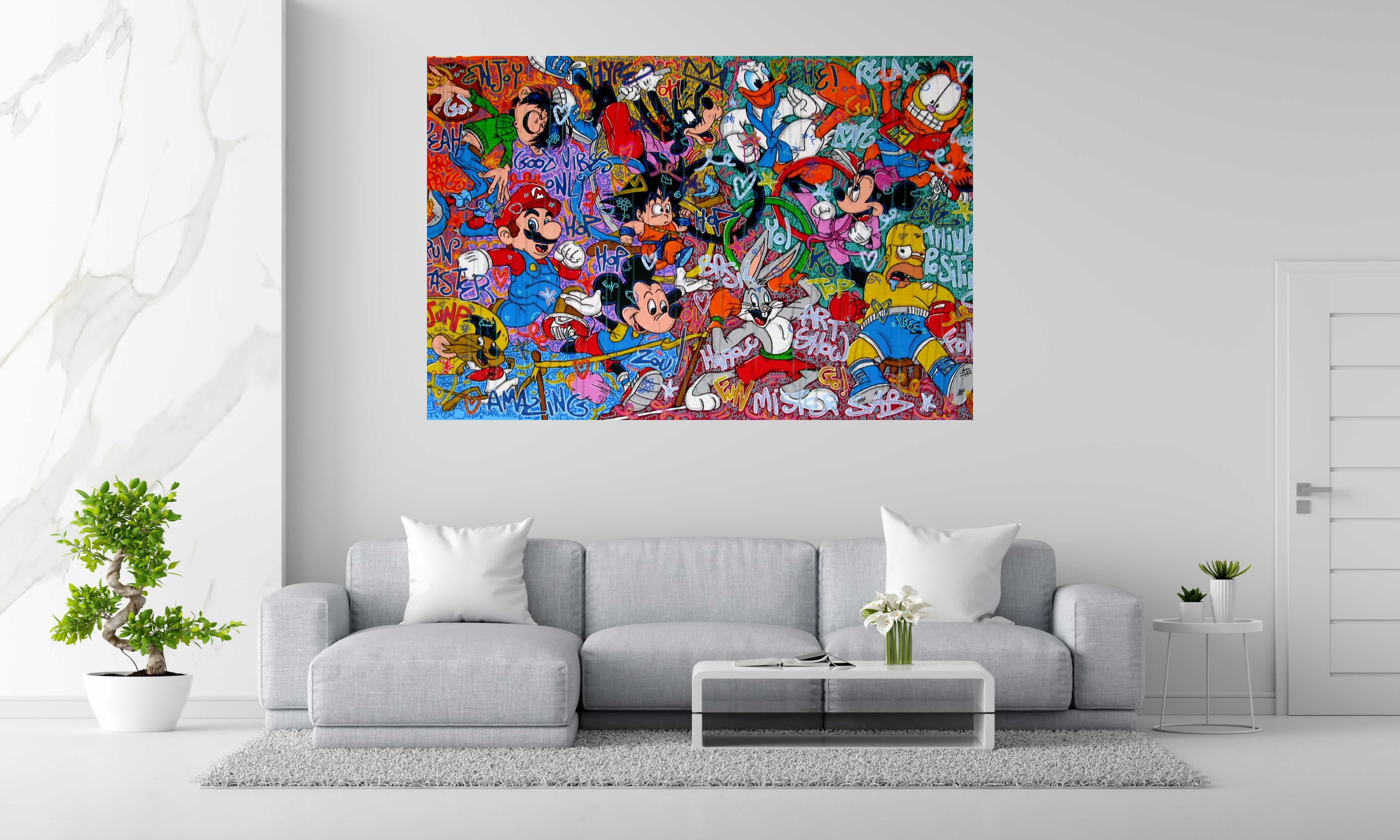 Peinture JO Paris 2024 de RICO SAB dans un intérieur – 195 × 130 cm