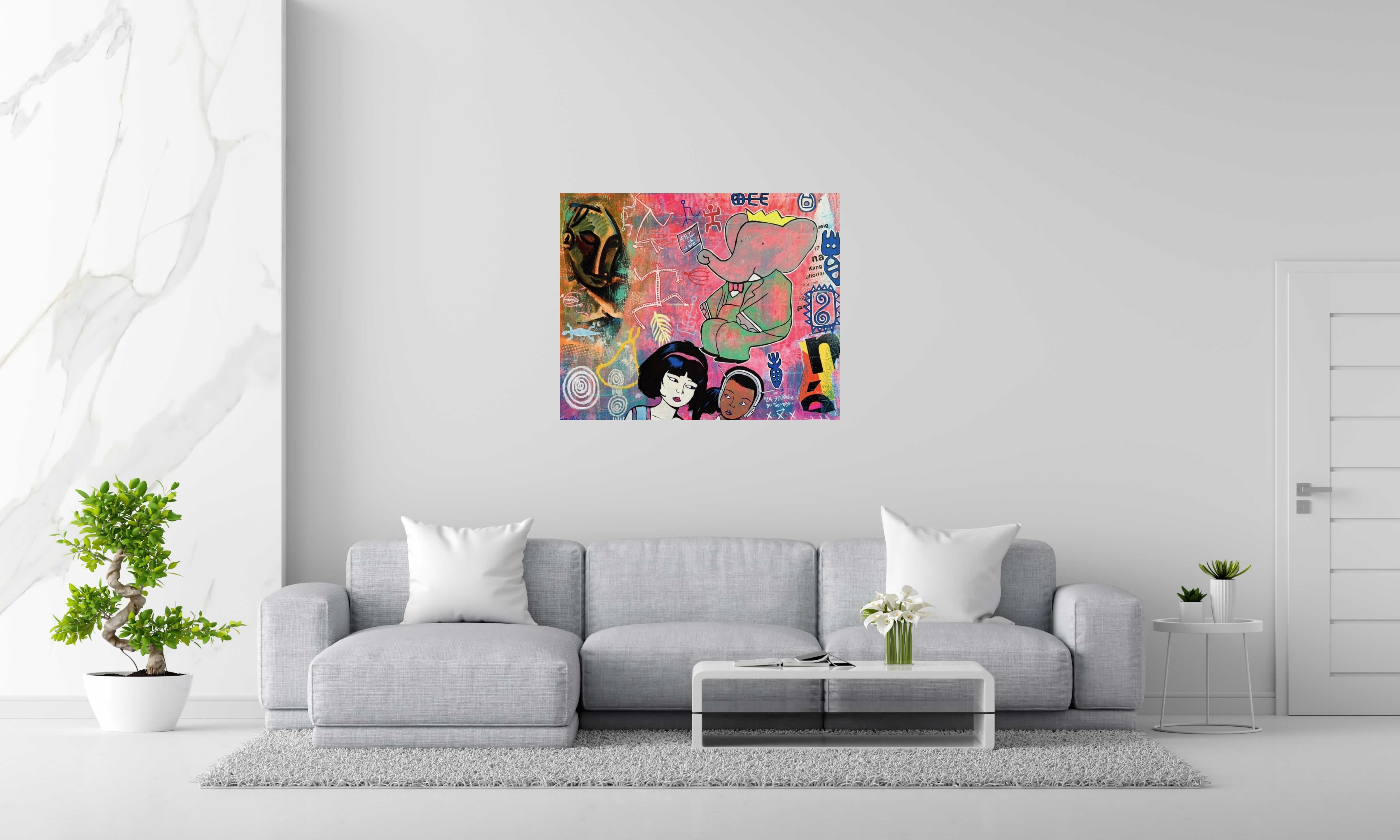 Peinture Art is life de SARA CHELOU dans un intérieur – 100 × 81 cm