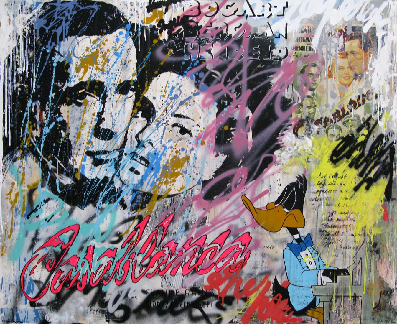Peinture graffiti format xxl Casablanca – PATRICIA GADISSEUR – 100 × 120 cm