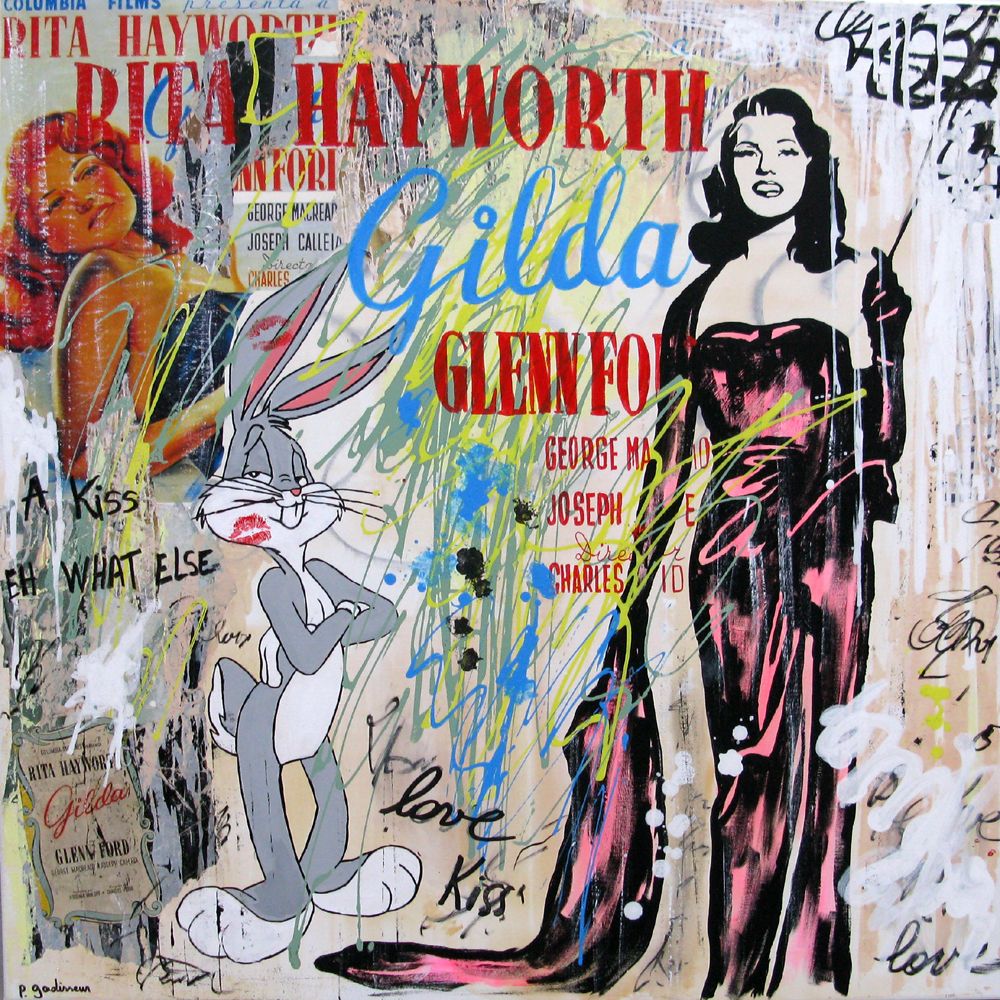 Peinture graffiti format xxl Gilda – PATRICIA GADISSEUR – 80 × 80 cm