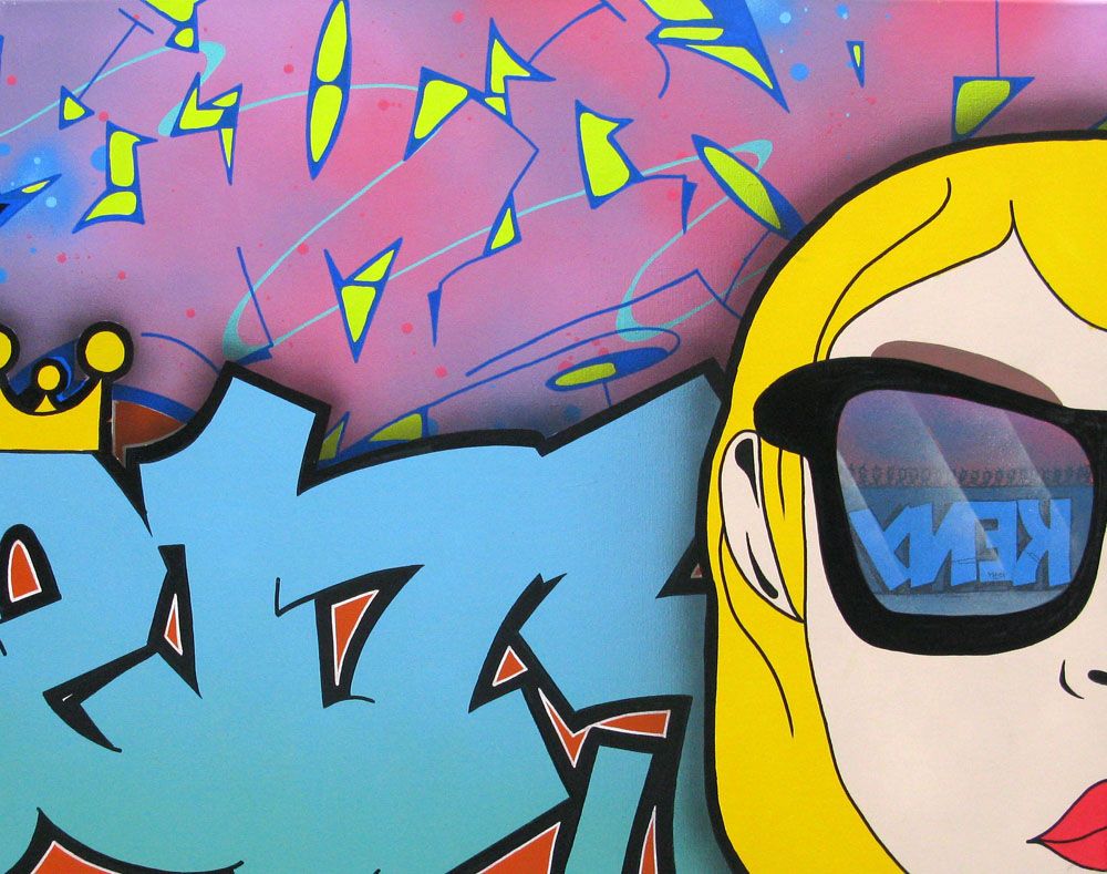 Peinture graffiti grand format GIRLZ – KENY – 81 × 100 cm