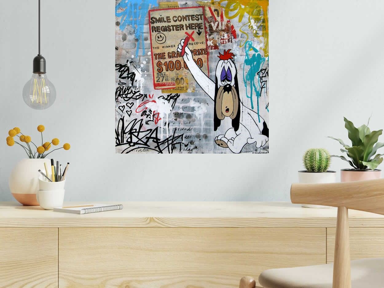 Peinture Smile contest de PATRICIA GADISSEUR dans un intérieur – 50 × 50 cm