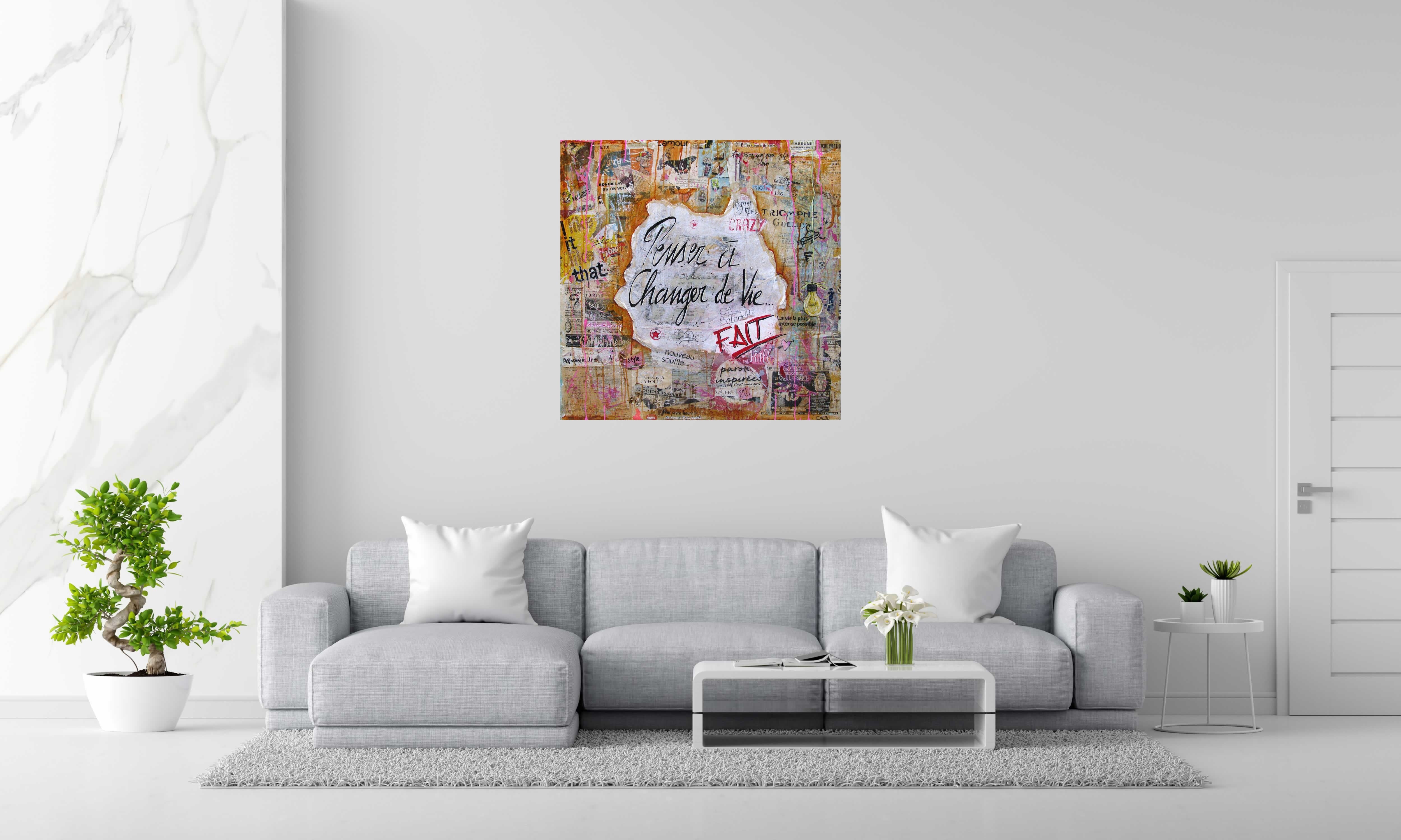 Peinture OH BAZAAAR ! de CACOU dans un intérieur – 100 × 100 cm