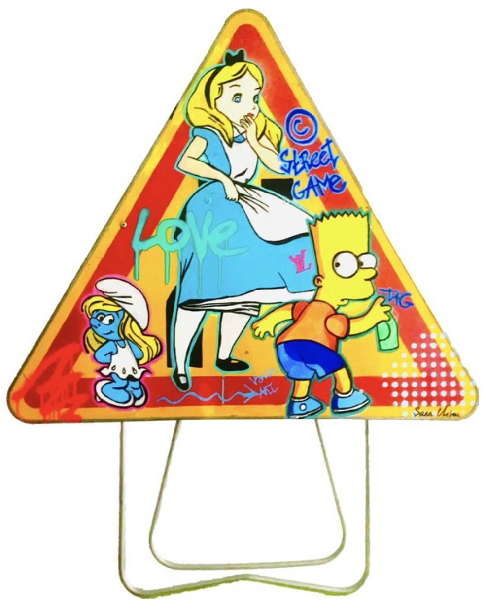 Peinture grande taille Street game panneau – SARA CHELOU – 94 × 94 cm