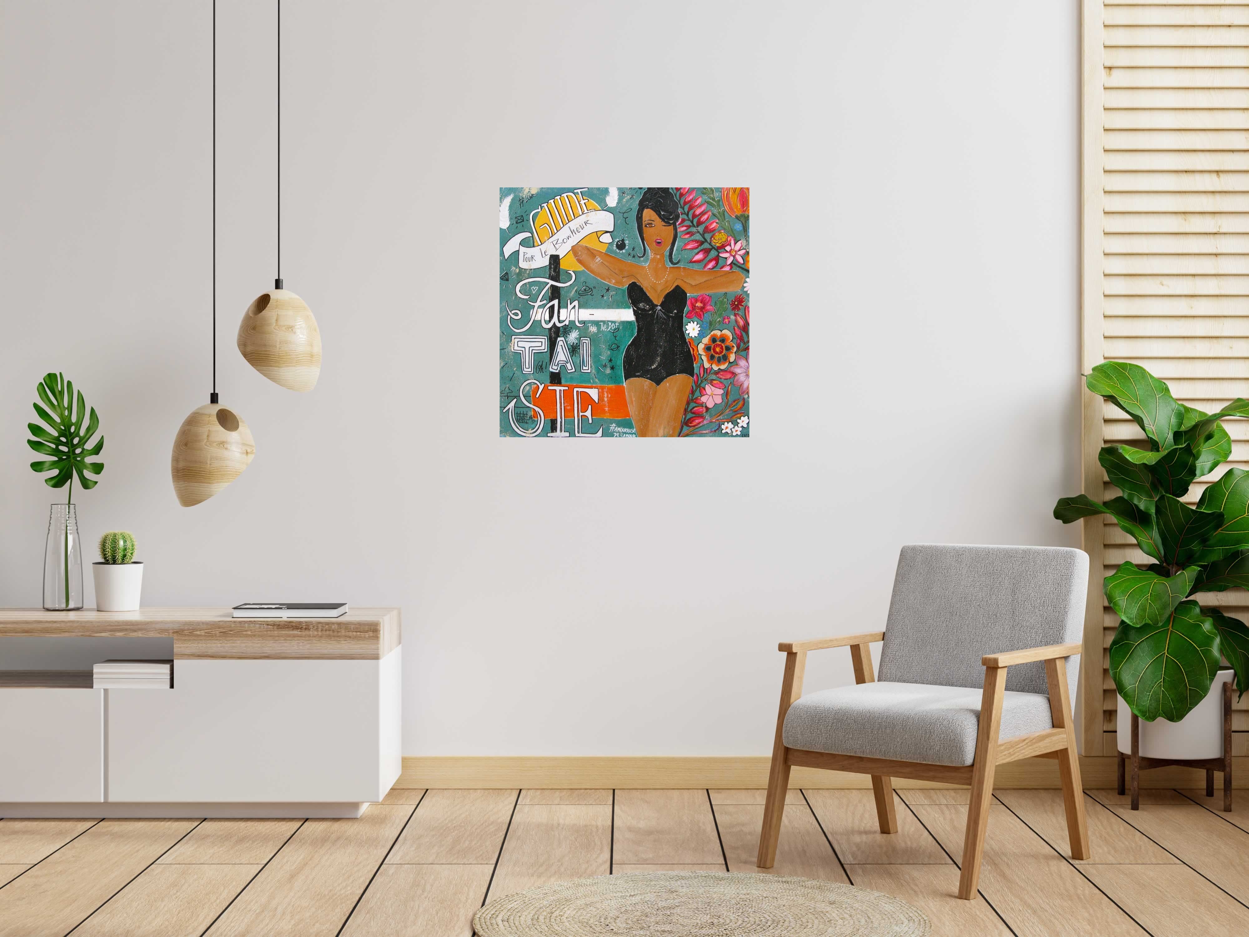 Peinture FANTAISIE de CACOU dans un intérieur – 80 × 80 cm