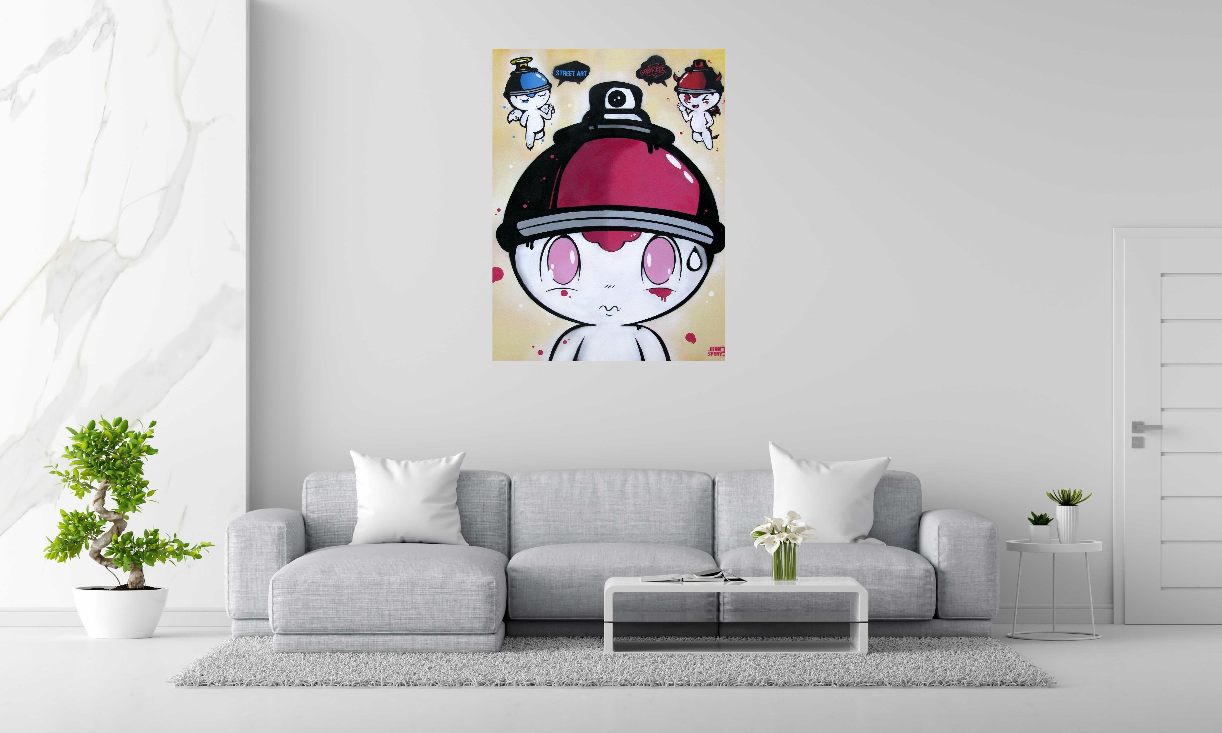 Peinture STREET ART OR GRAFFITI de JUAN SPRAY dans un intérieur – 130 × 97 cm