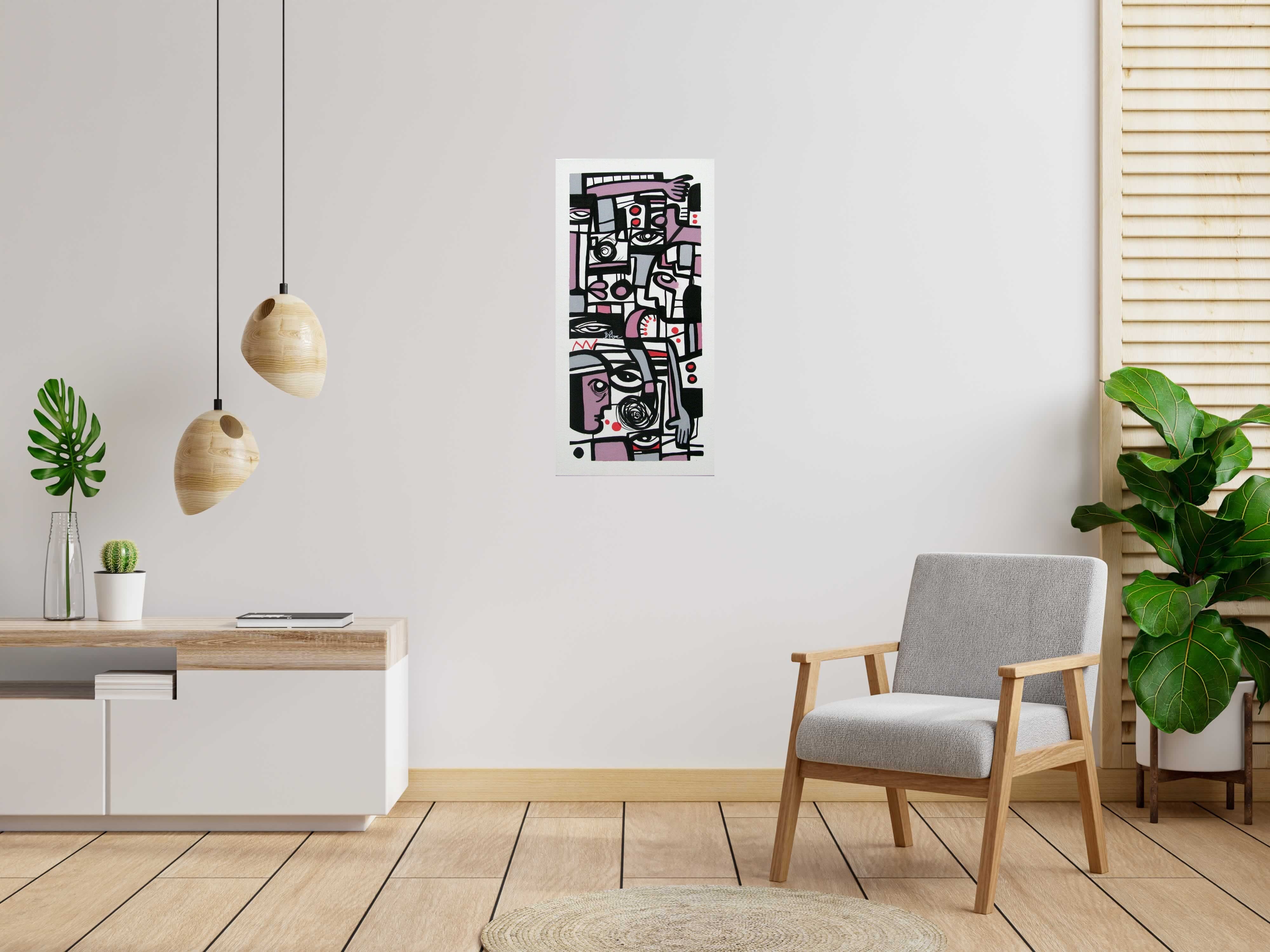 Peinture Session n°3 de Daniel De POLIGNAC dans un intérieur – 50 × 100 cm