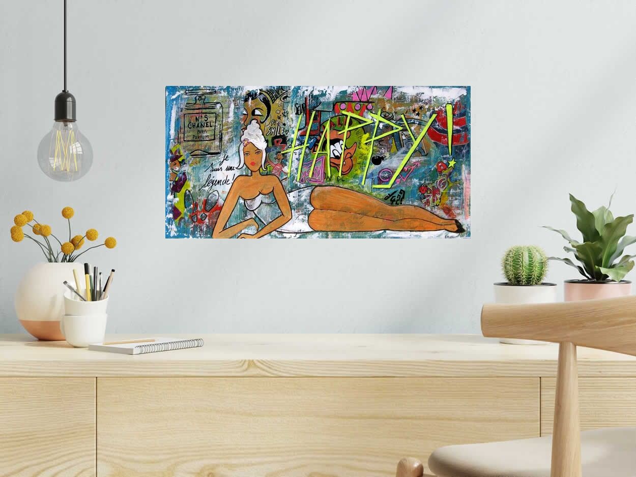 Peinture HAPPY de CACOU dans un intérieur – 60 × 30 cm