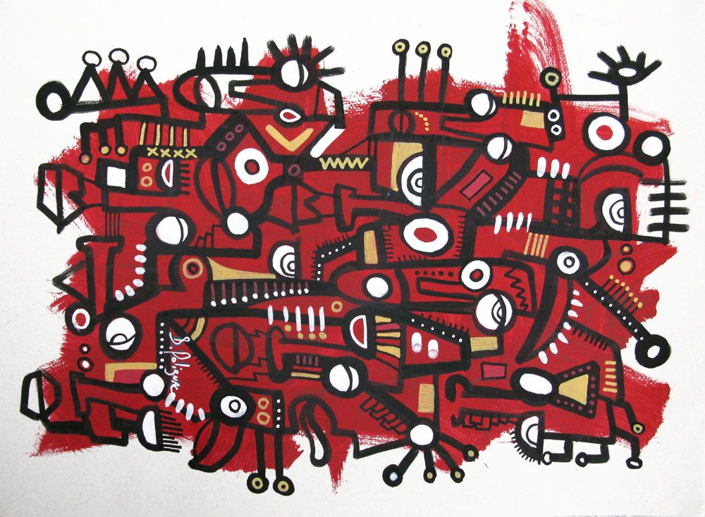 Peinture graphique petit format Dazed 3 – Daniel De POLIGNAC – 30 × 40 cm