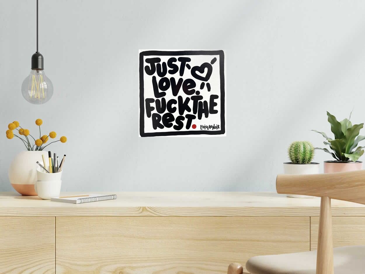 Peinture Fuck the rest de L'OISEAU NOIR dans un intérieur – 30 × 30 cm