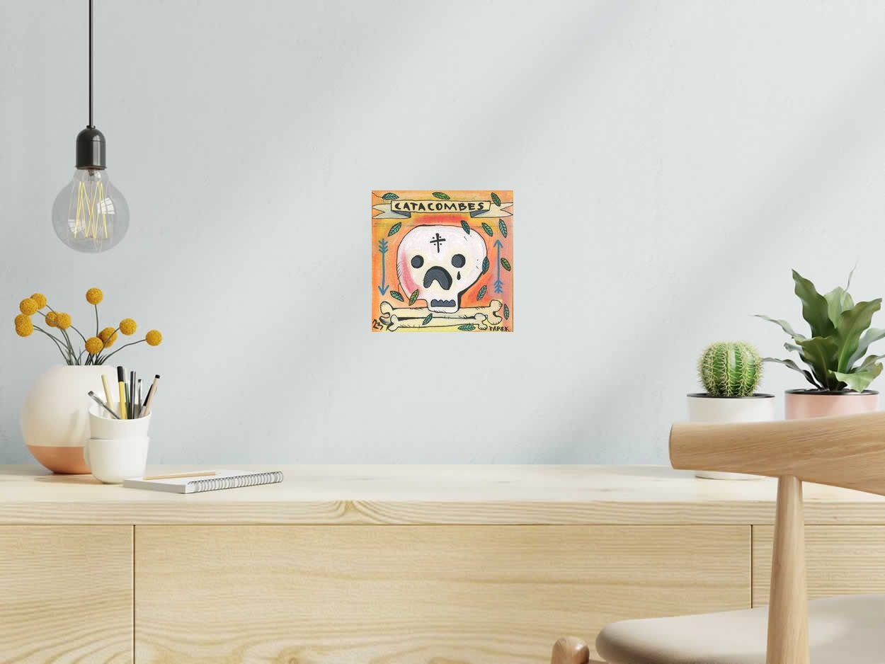 Peinture Catacombes de TAREK dans un intérieur – 20 × 20 cm