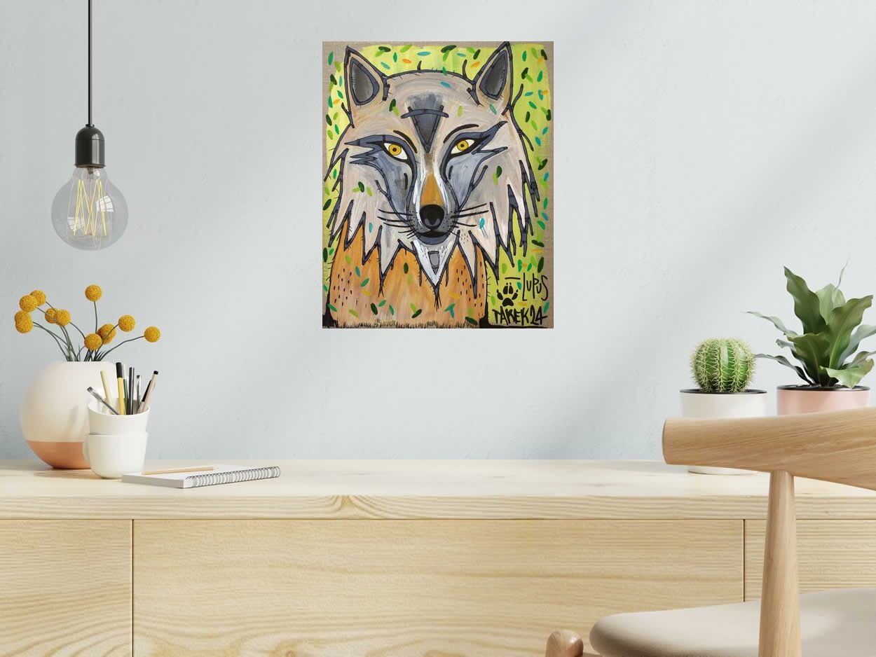 Peinture LUPUS de TAREK dans un intérieur – 33 × 41 cm